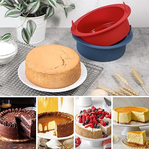 Miniatura 4 de Webake Freidora de aire de 6 pulgadas para hornear, sartén de silicona antiadherente para hornear con asa, sin BPA, juego de 2