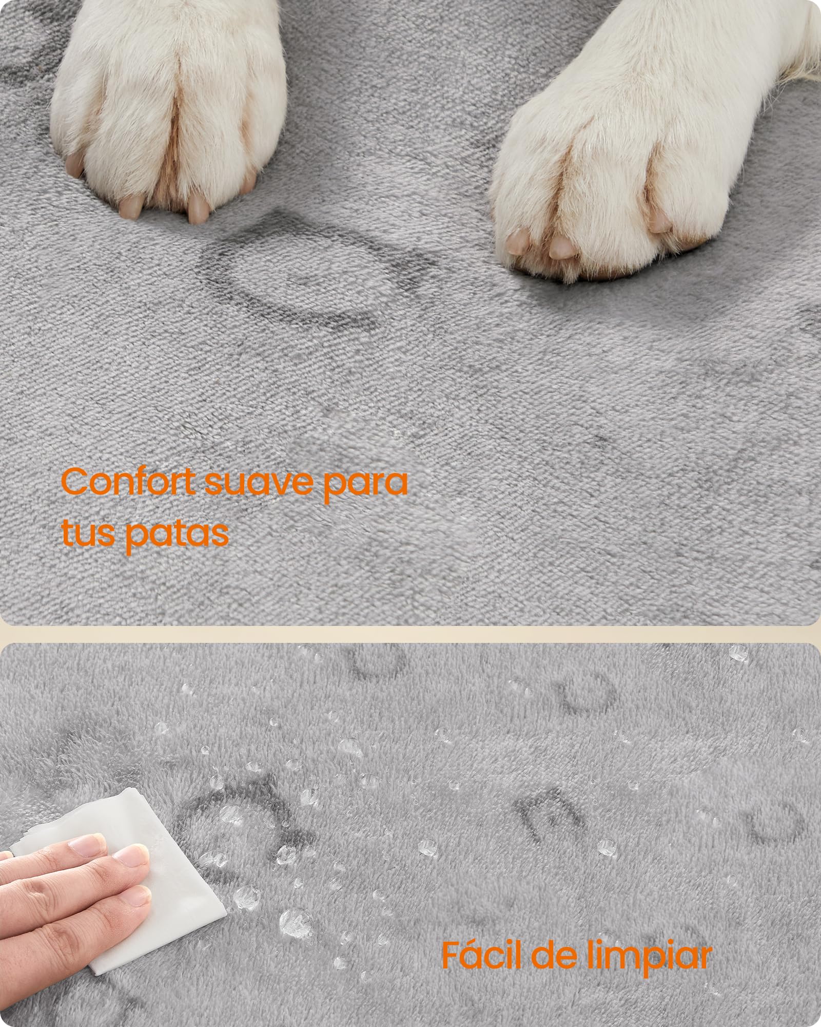 Feandrea Alfombrilla Absorbente Lavable para Perros, 2 Paquetes, Reutilizable, 183 x 183 cm, XXXL, Alfombrilla para Mascotas, Antifugas, Antideslizante, Perros, Gatos, Conejos, Gris Paloma PTD005G01