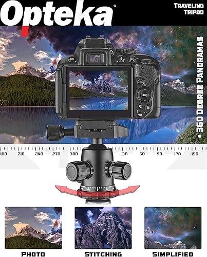 Miniatura 4 de Opteka Trípode profesional de viaje 2 en 1 de 59 pulgadas/monopie de 62 pulgadas con cabeza de bola de 360 grados, placa de liberación rápida, funda