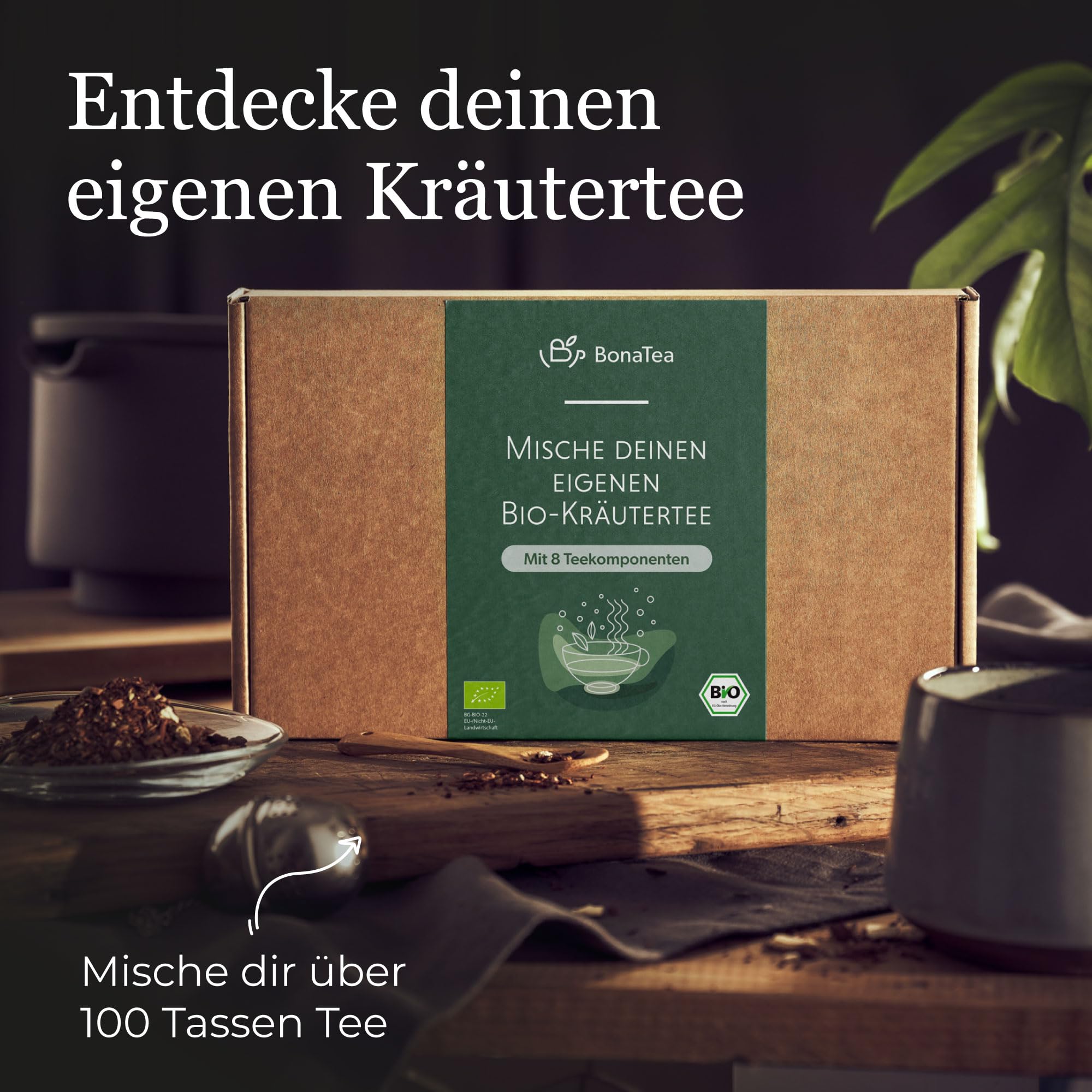 BIO Kräuter Tee Geschenkset mit 8 Tee-Sorten DIY Teemischung Selber Machen