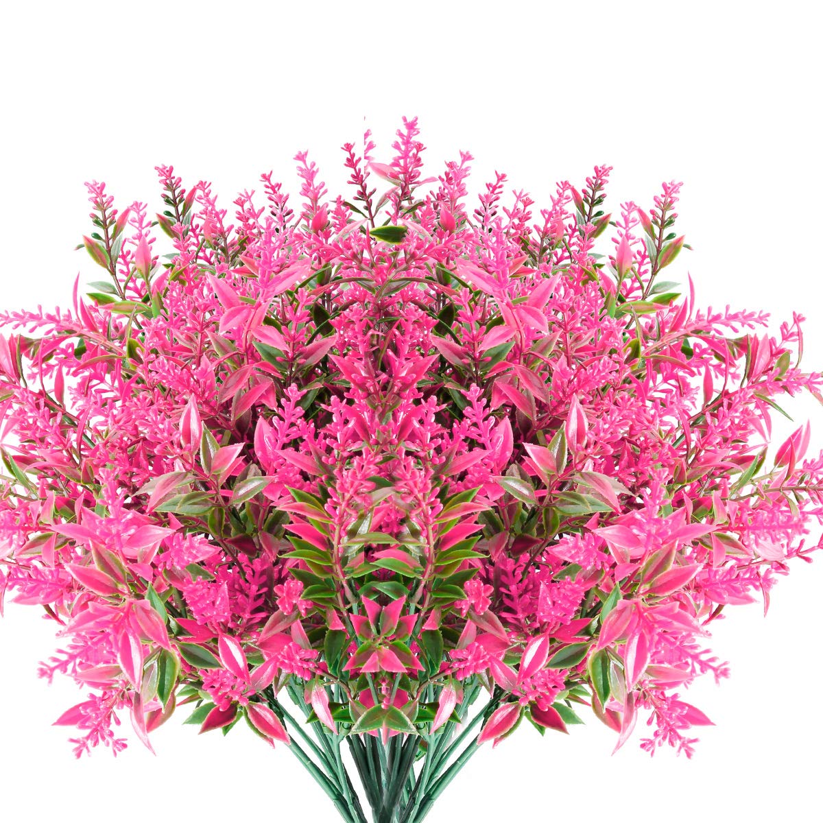 Weldomcor Fiori artificiali, 3 Bundles falso Geranio Fiori resistente ai raggi UV Faux Verde Arbusti Piante per Patio Portico Finestra Scatola di casa di nozze Agriturismo Decor, Rosa Rossa