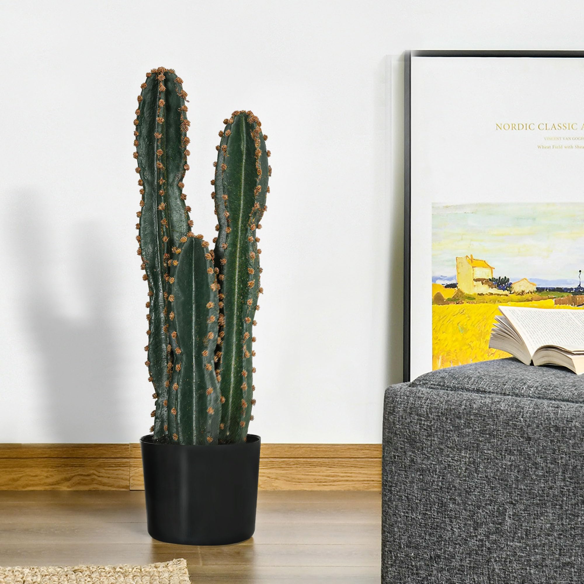 Cactus Artificiale In Resina/Cemento - Altezza 27 Cm, Dimensione 10x10 Cm, Decorazione Per Interni - 6