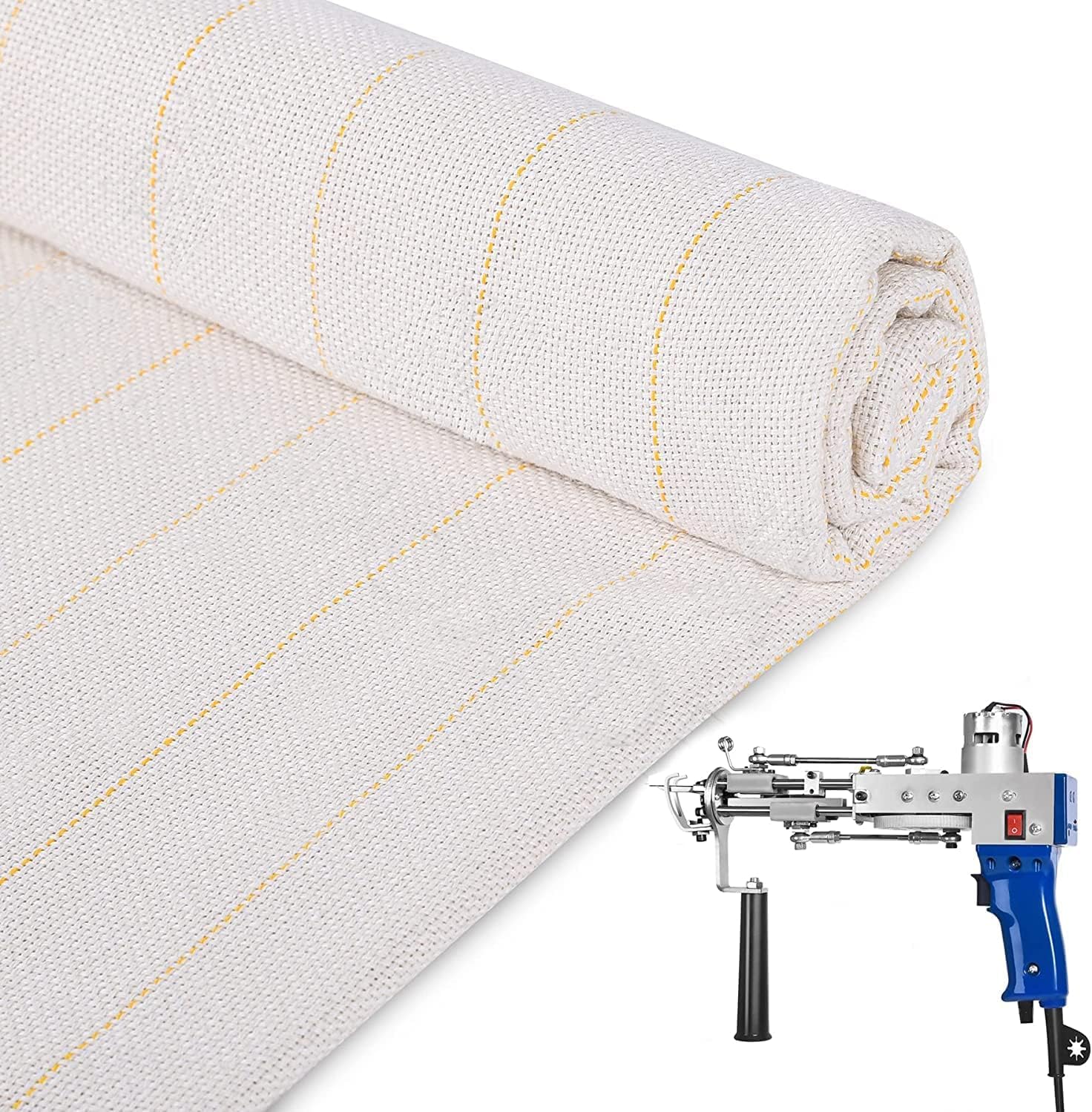 ZOWWFAST Tufting Cloth,Monks Cloth with Marked Yellow Lines for Tufting,Professional Punch Needle Fabric for Tufting Guns for Handmade Rugs