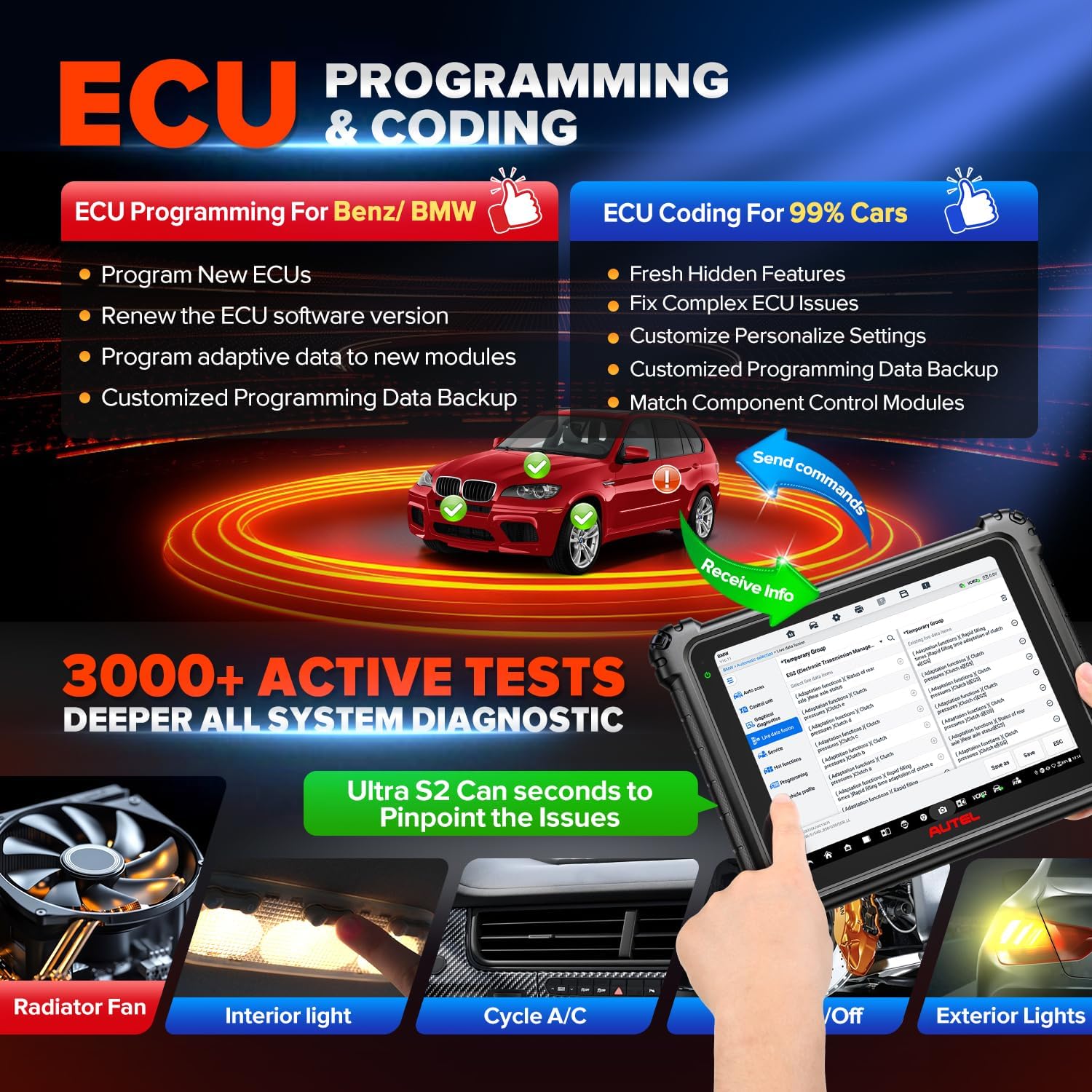 Autel MaxiSYS Ultra S2 AI Scanner, 2026 UltraS2 Top Intelligent Scan Tool, 6-in-1 VCMI2, Up of MSUltra Ultra EV, Topology 3.0 & Multi-Point DVI, EV Test, Motor Truspeed, 48+ Service, 3000+ Active Test