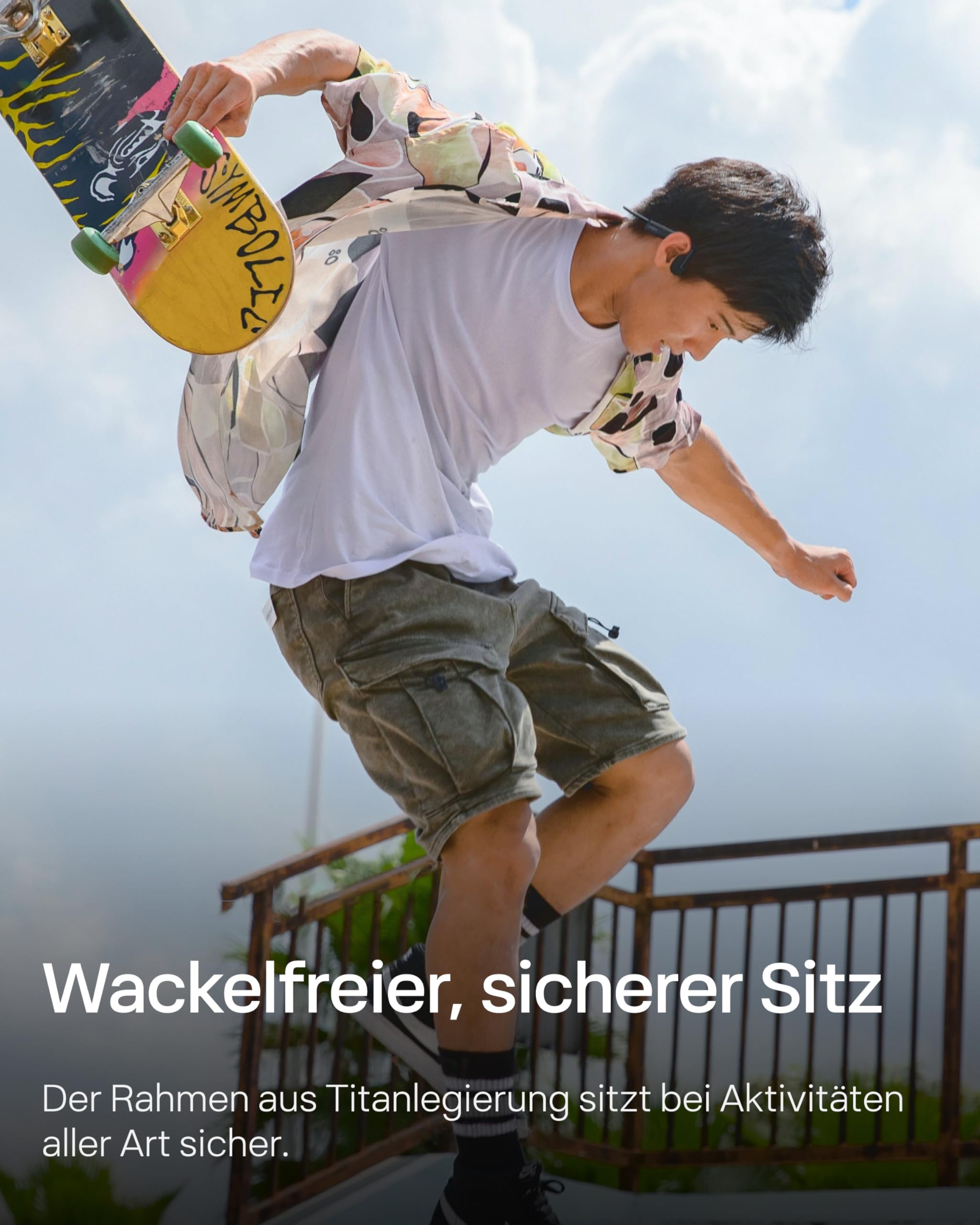 SHOKZ OpenMove Knochenleitungs-Kopfhörer, Open-Ear Wireless Bluetooth 5.1 Kopfhörer mit klarem Sound, 6 Stunden Akkulaufzeit, leicht 29g, schweißfest IP55, Umgebung hören, für Lauf-Workouts, Grau