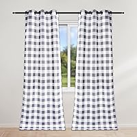 Vista 11 de Simple Deluxe Paquete de 4 cenefas opacas de cuadros búfalo para ventanas de cocina, sala de estar, casa de campo, dormitorio, cenefa de cortina