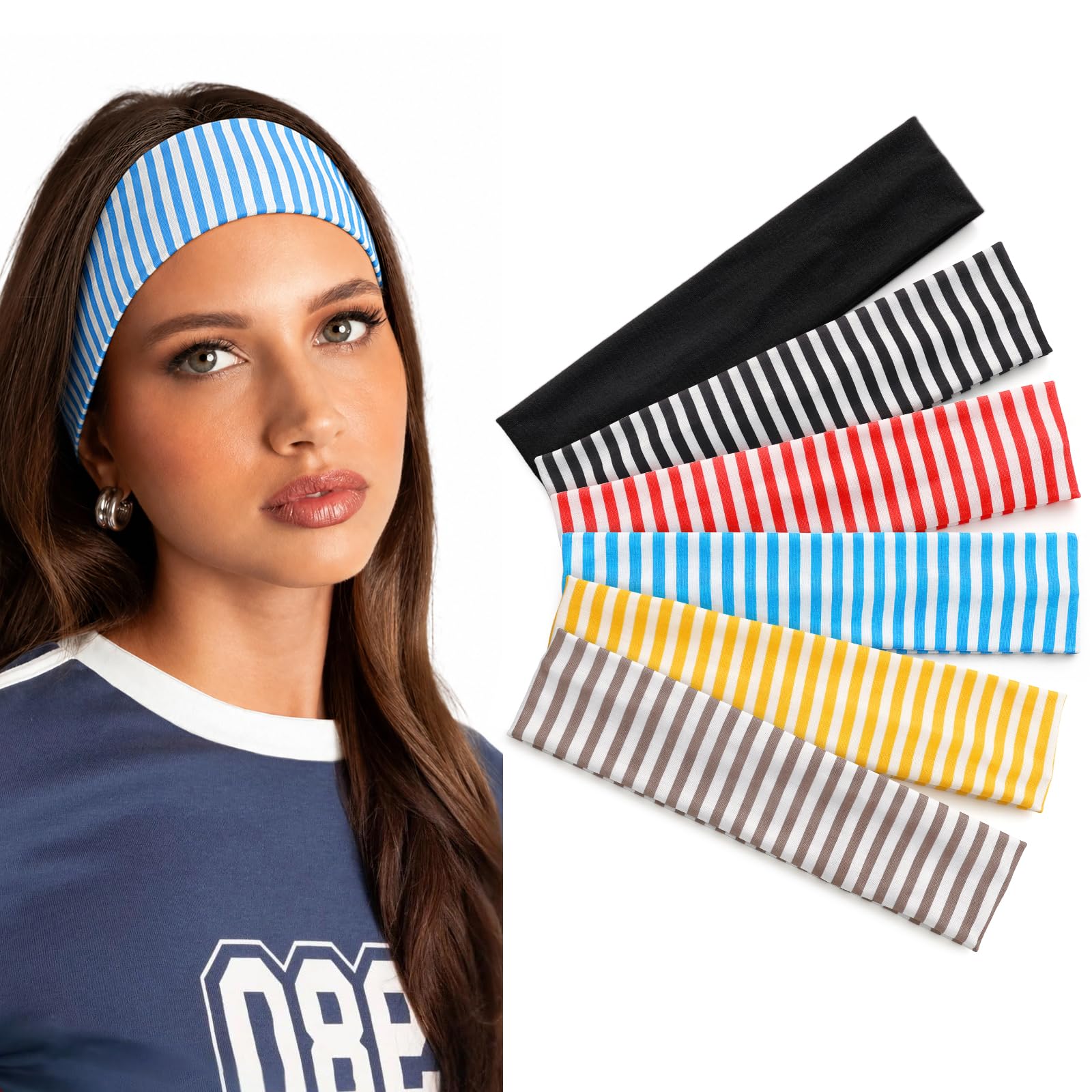 Tumurup Haarband Damen Sport 6er-Set – Stirnband Damen Dünn Schweiß Headband Antirutsch Hairband Elastische Stirnbänder für Kosmetik Workout Yoga Laufen Fitness Gym