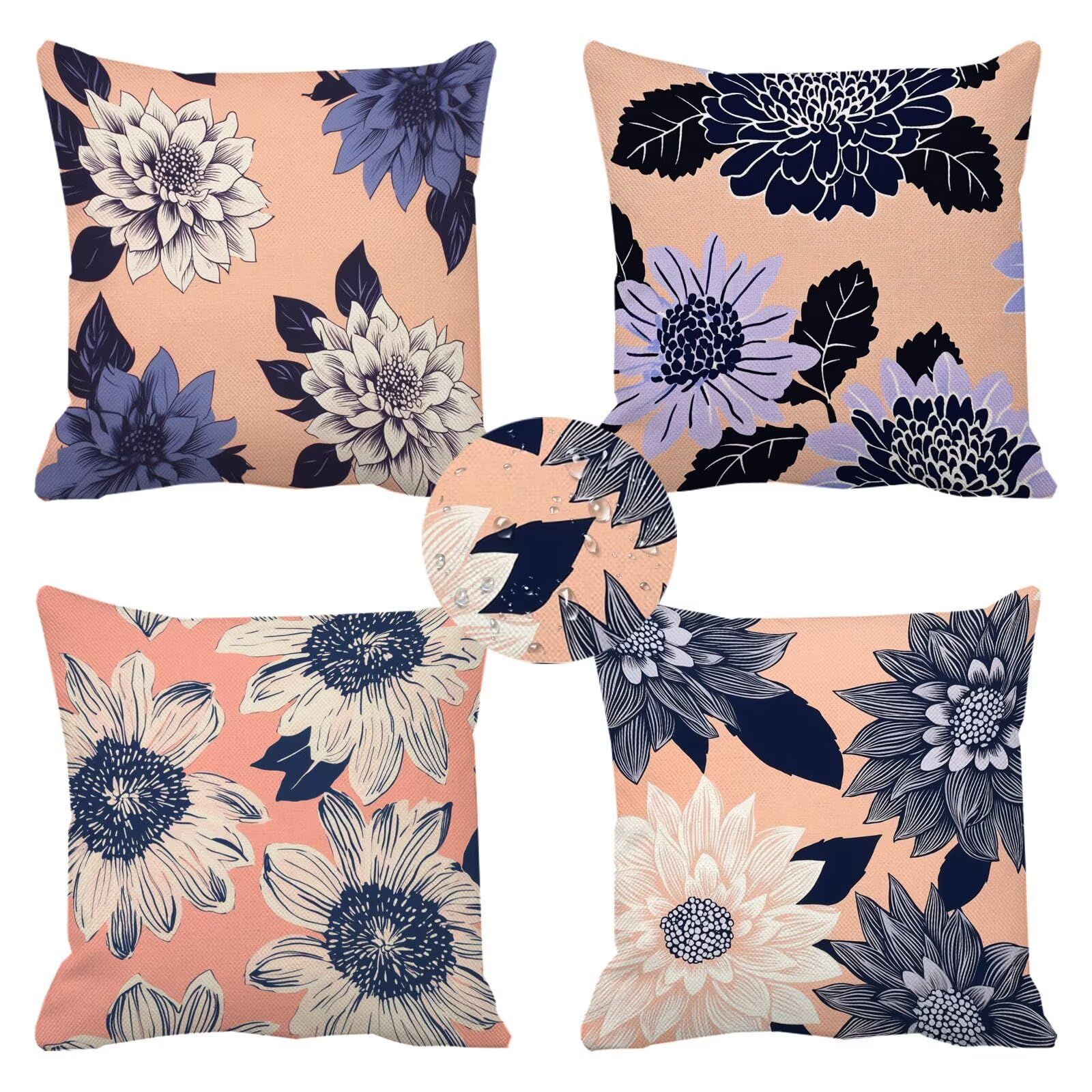 Housse coussin 45x45 dahlia pour décorer le balcon, la terrasse et le jardin
