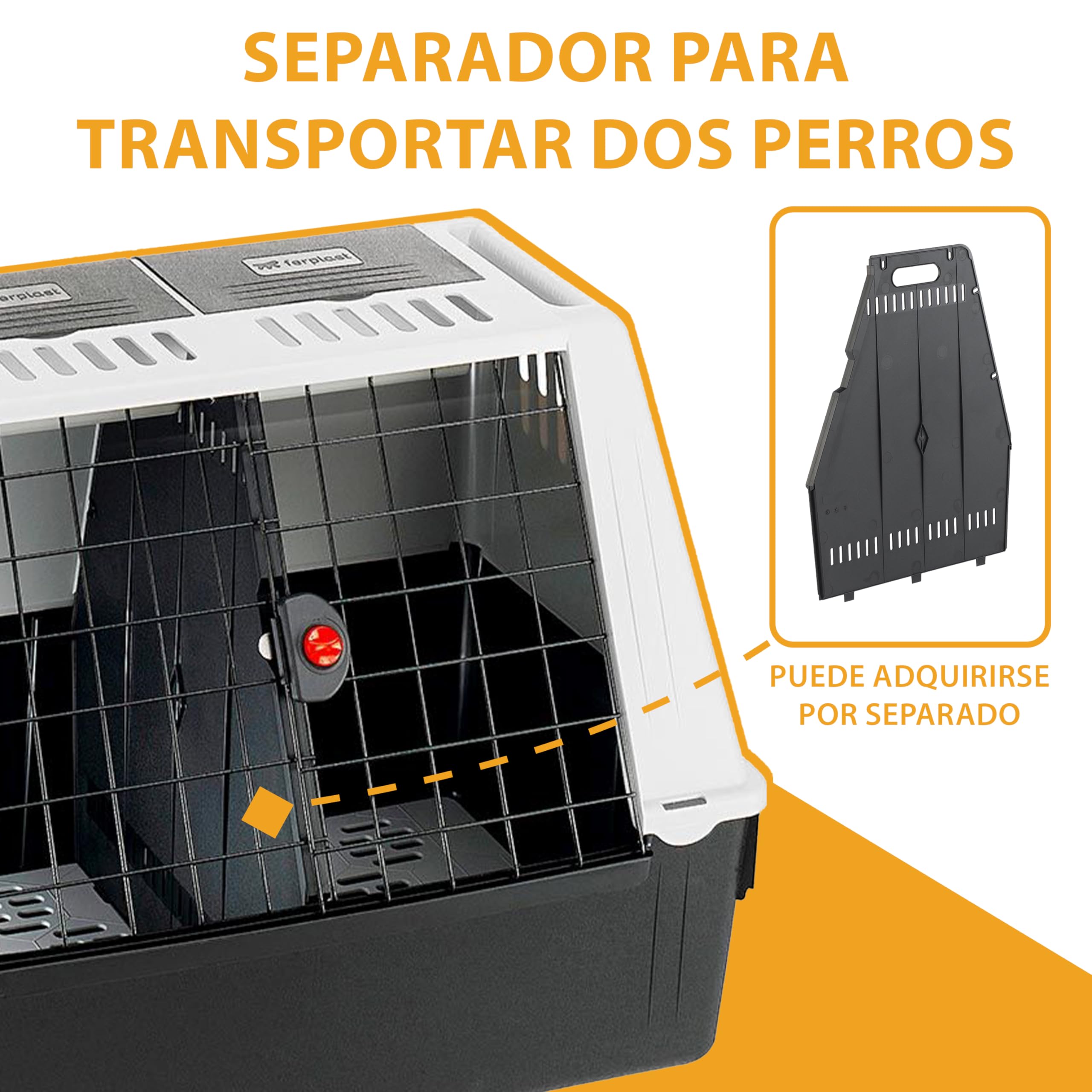 Ferplast Transportin Perro Coche, Atlas Car 80, Puerta Corredera Doble con Cerradura de Seguridad, Alfombrilla de Drenaje incluida – L 82 x W 51 x H 61 cm – MAX 20 kg