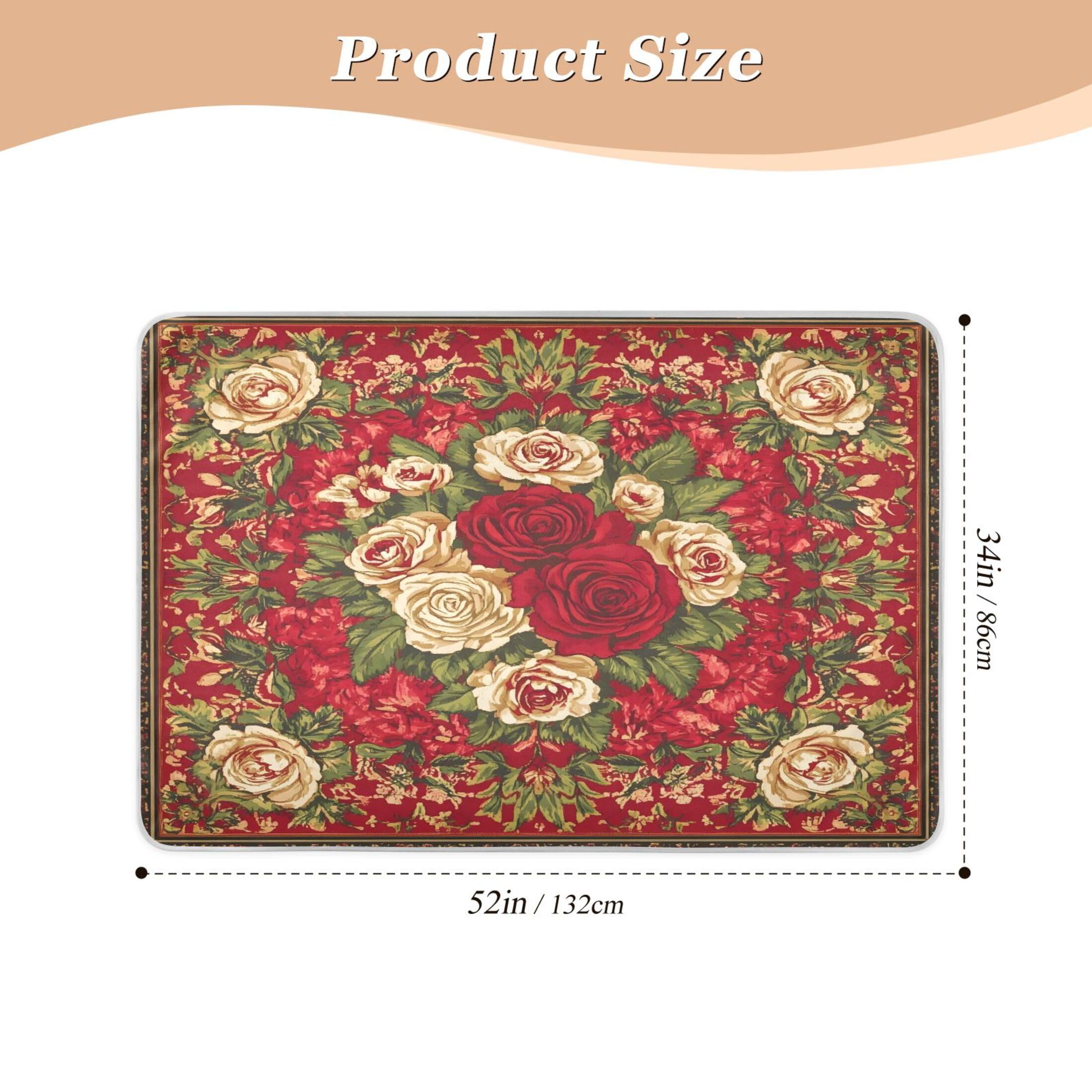 Takiito Roses Bed Pad Reusable Bed Underpad Washable Waterproof Leak-Proof Quick Dry Incontinence Pee Pad for Toddlers Kids Adults Pets 34x52 in