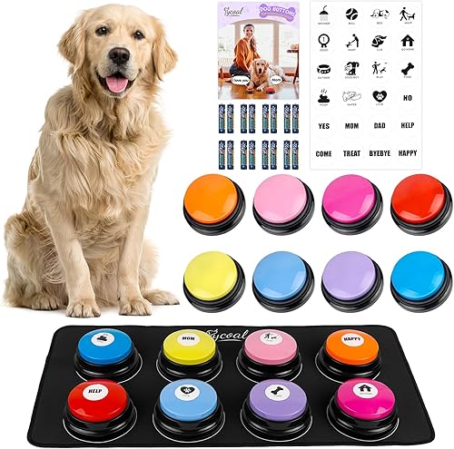 Pycoal Botones para comunicación para perros, juego de 8 botones para hablar de perros, botones para mascotas parlantes para perros, botón de