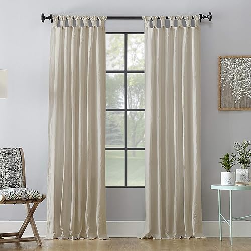 Archaeo Washed Cotton Twist Tab Curtain, 52" x 63", Oatmeal
