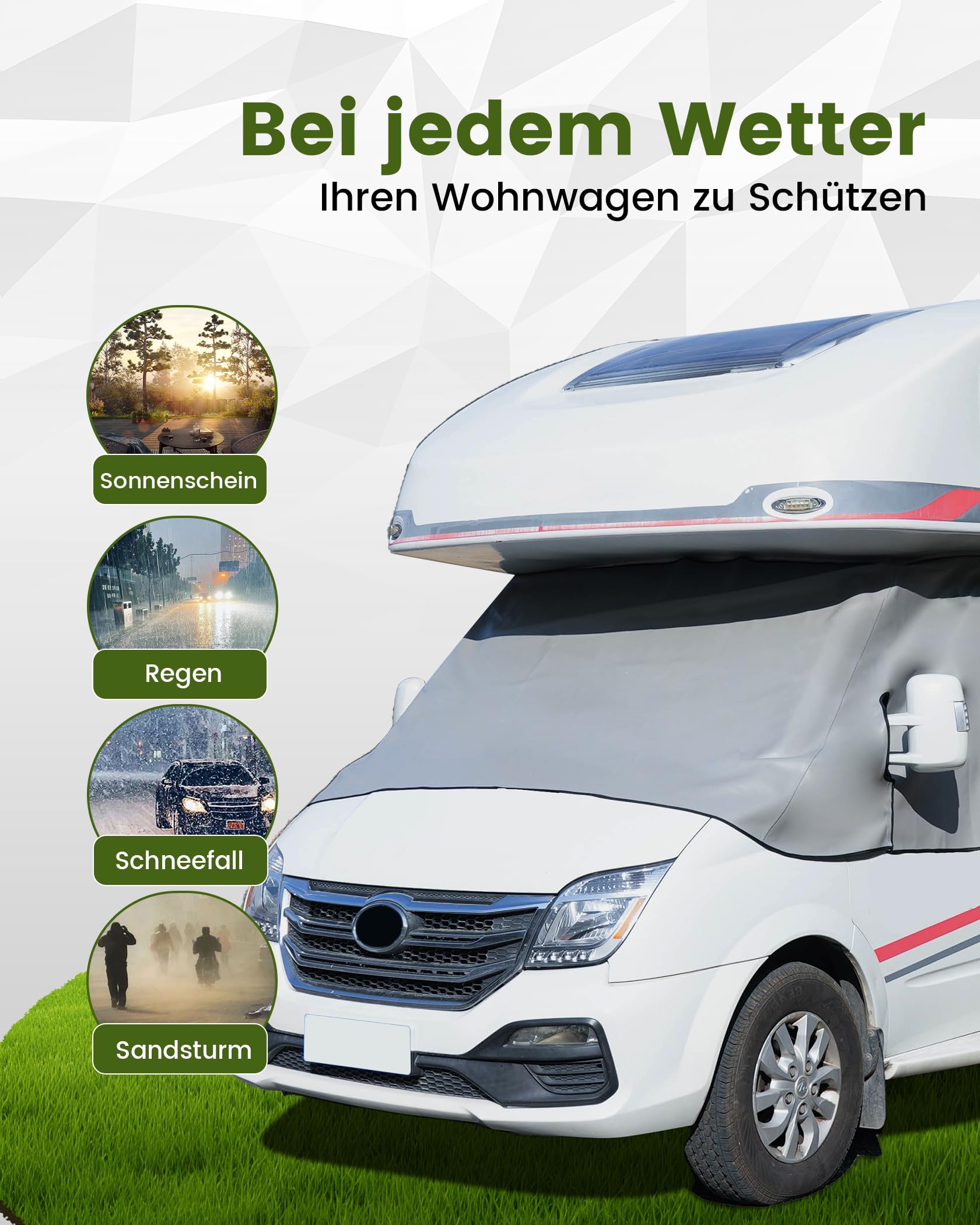 Frontscheibenabdeckung Thermomatte Wohnmobil Zubehör，Umfassender Schutz vor Sonnen, Kalt und Staub, Graue Scheibenabdeckung Geeignet für FIAT Ducato X290 ab 2014