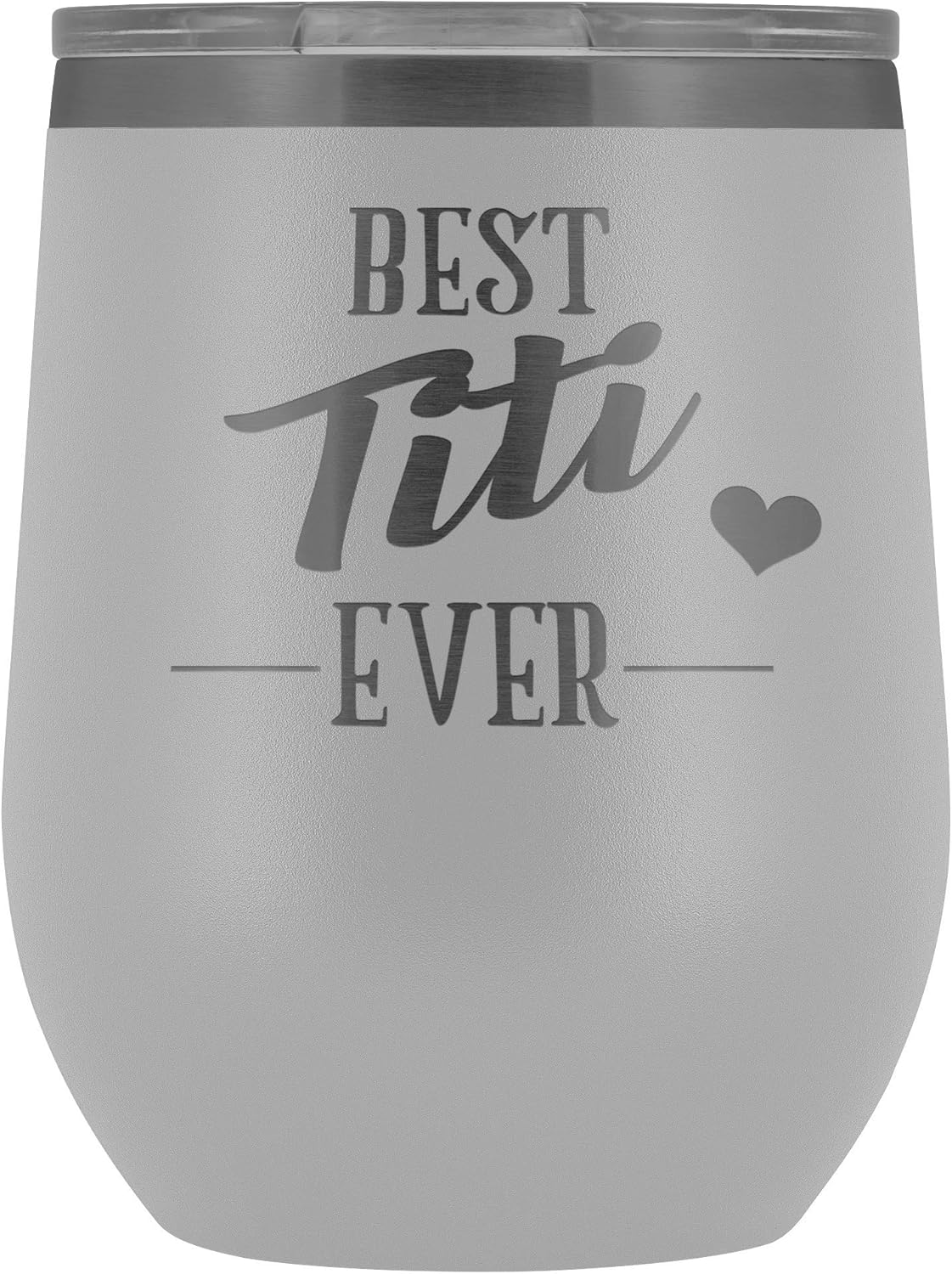 Best Titi Ever Aunt Wine Tumbler 12 oz. Stainless Steel Engraved Insulated Hot Cold Cup Pink