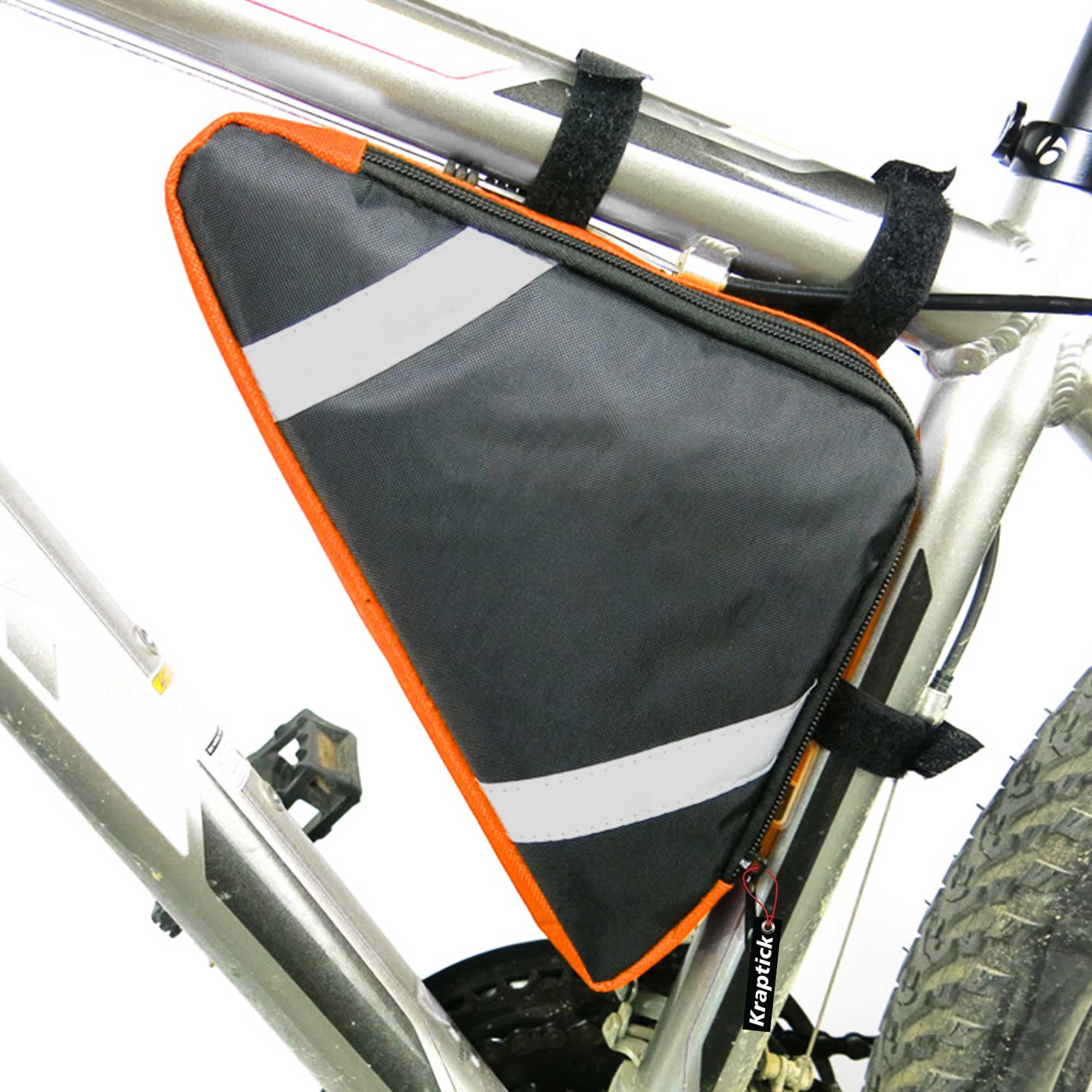 Kraptick Triangle Bike Bag [Waterproof] - Triangle Frame Bag for Bicycle for Lock, Tools, Cycle Accessories - Bike Pouch, Bike Bags with Reflective Straps with Plenty of Storage (Orange) (B08P8VPQ3C) Amazon Price History, Amazon Price Tracker