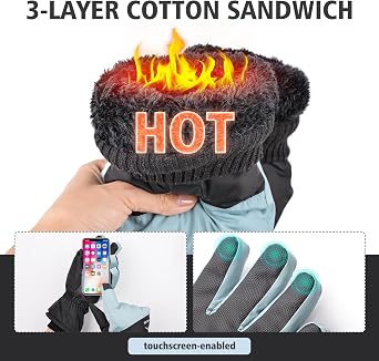 Winter Gloves for Men Women,Thermal Waterproof Winter Gloves,Windproof Touchscreen for Skiing Outdoor Activities