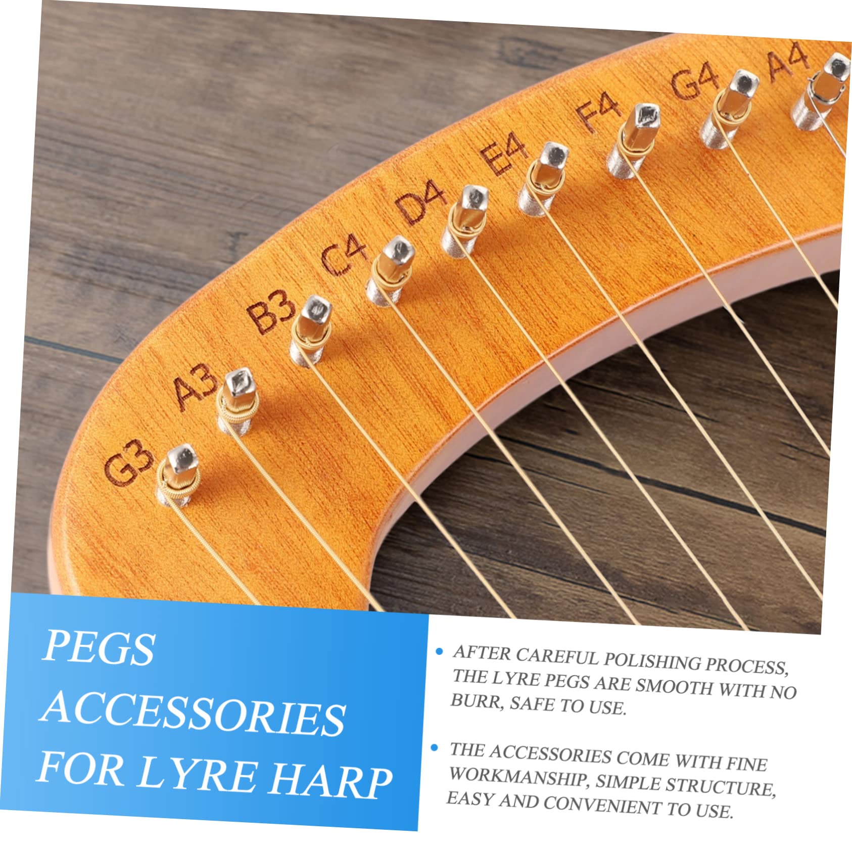 10 szt. części sklepu, solidne zamienne liry, harfy, kołki strojenia, metalowe akcesoria instrumentów, gwoździe, małe instrumenty, profesjonalny srebrny kołek kołków, strona główna