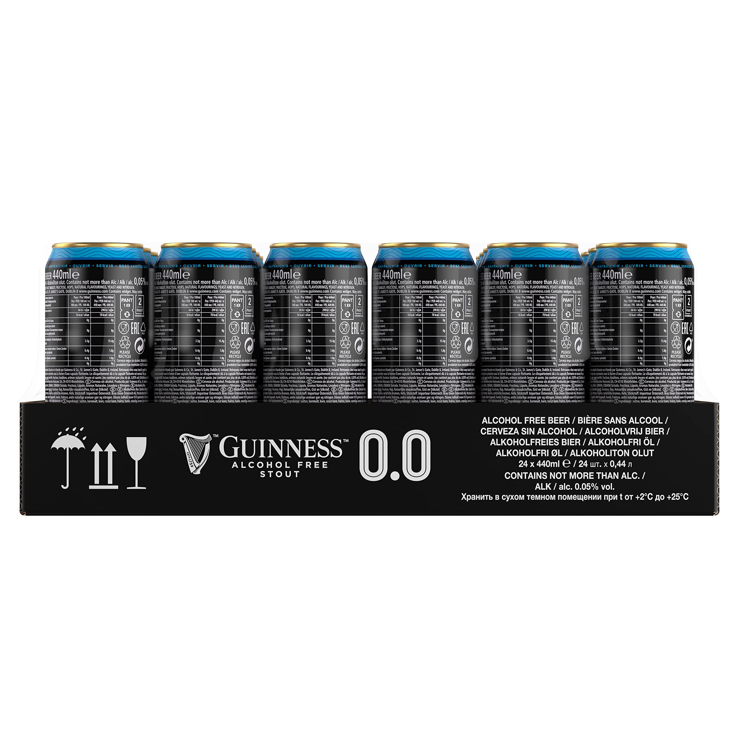 Guinness Draught 0.0 Cerveza Negra irlandesa, Pack Lata, 24 x 44 cl