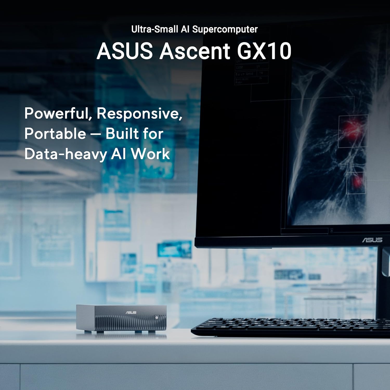 ASUS Ascent GX10 Personal AI Supercomputer with NVIDIA GB10 Superchip, 128GB LPDDR5x RAM, 1TB PCIe G4x4 NVMe SSD, Wi-Fi 7 & BT5.4, DGX OS, and Gray Anodized Metal Chassis with Stackable Magnetic Feet