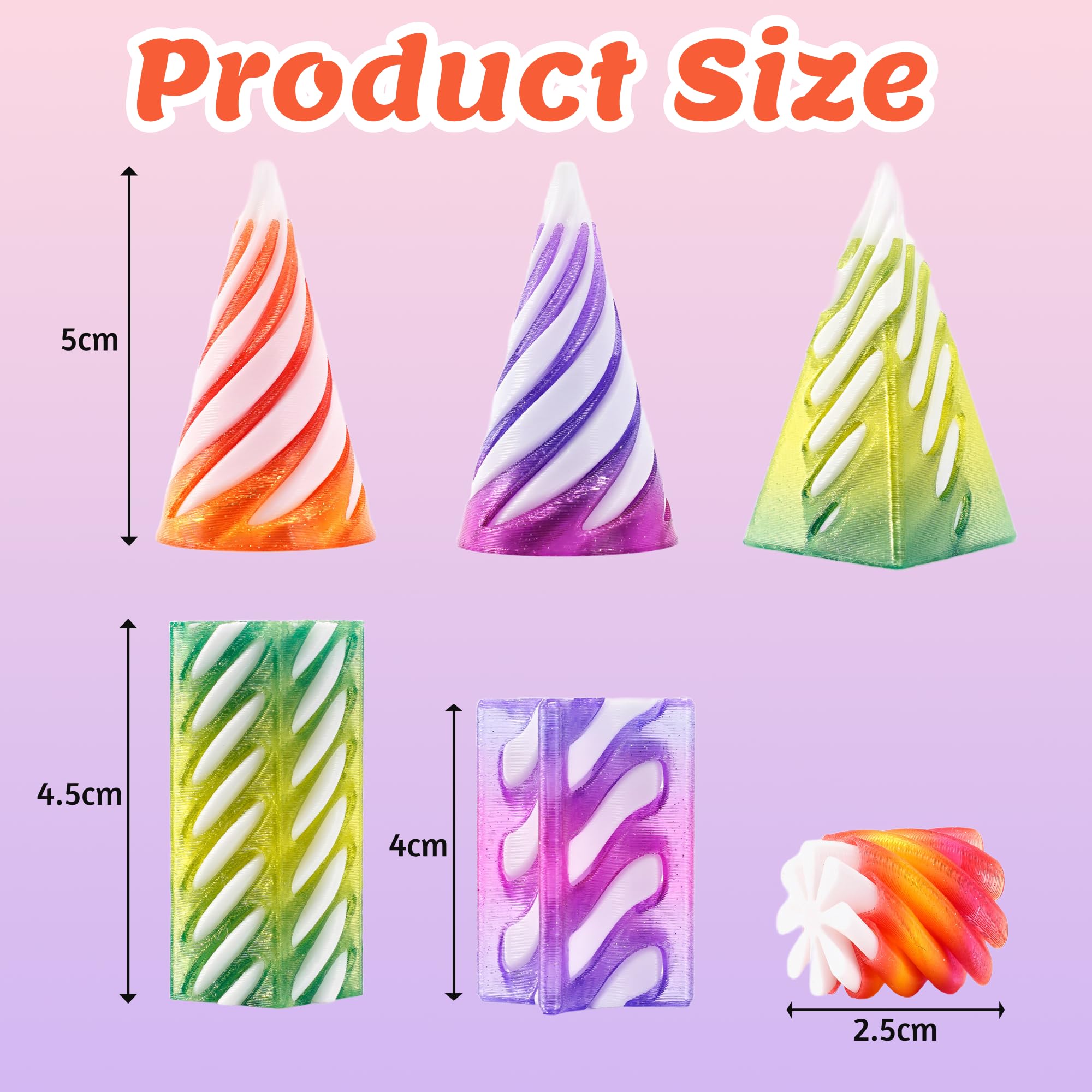 Chennyfun 6 Piece Spiral Cone Fidget Toys, Impossible Cone, 3D Printed Decompression Mini Spiral Cone Toys - Image 2