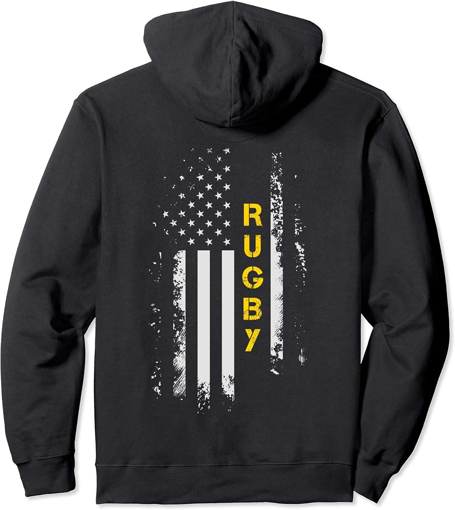 US Flag Rugby - American Flag Rugby Player Pullover Hoodie
