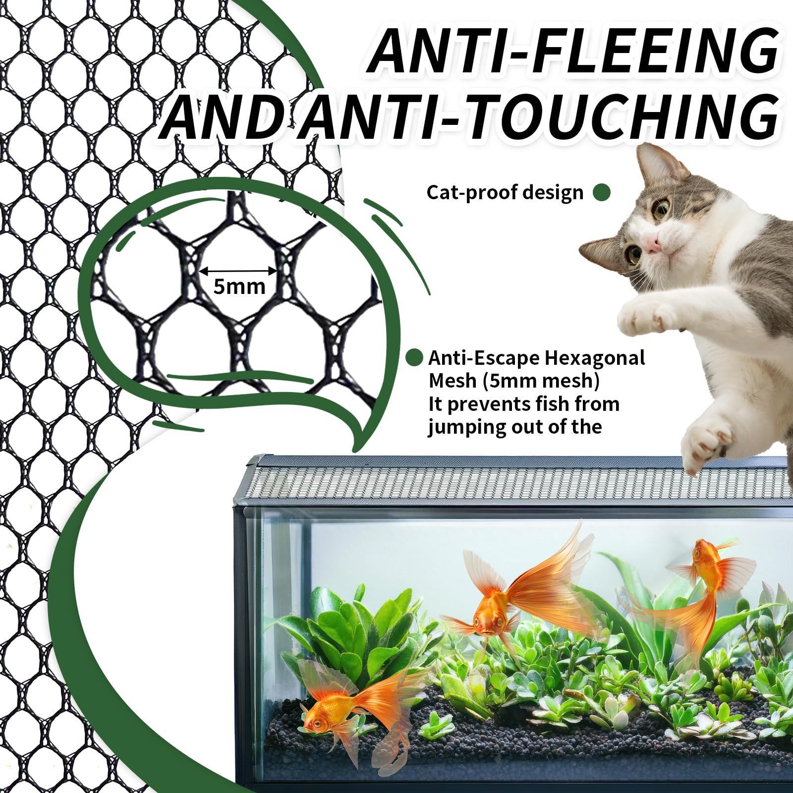 letuxaamz Aquarium Sieve, Magnetic Aquarium Anti Spring Net, Fish Insulation Box, Anti-Escape Net, Cover for Fish Reptiles - Image 3
