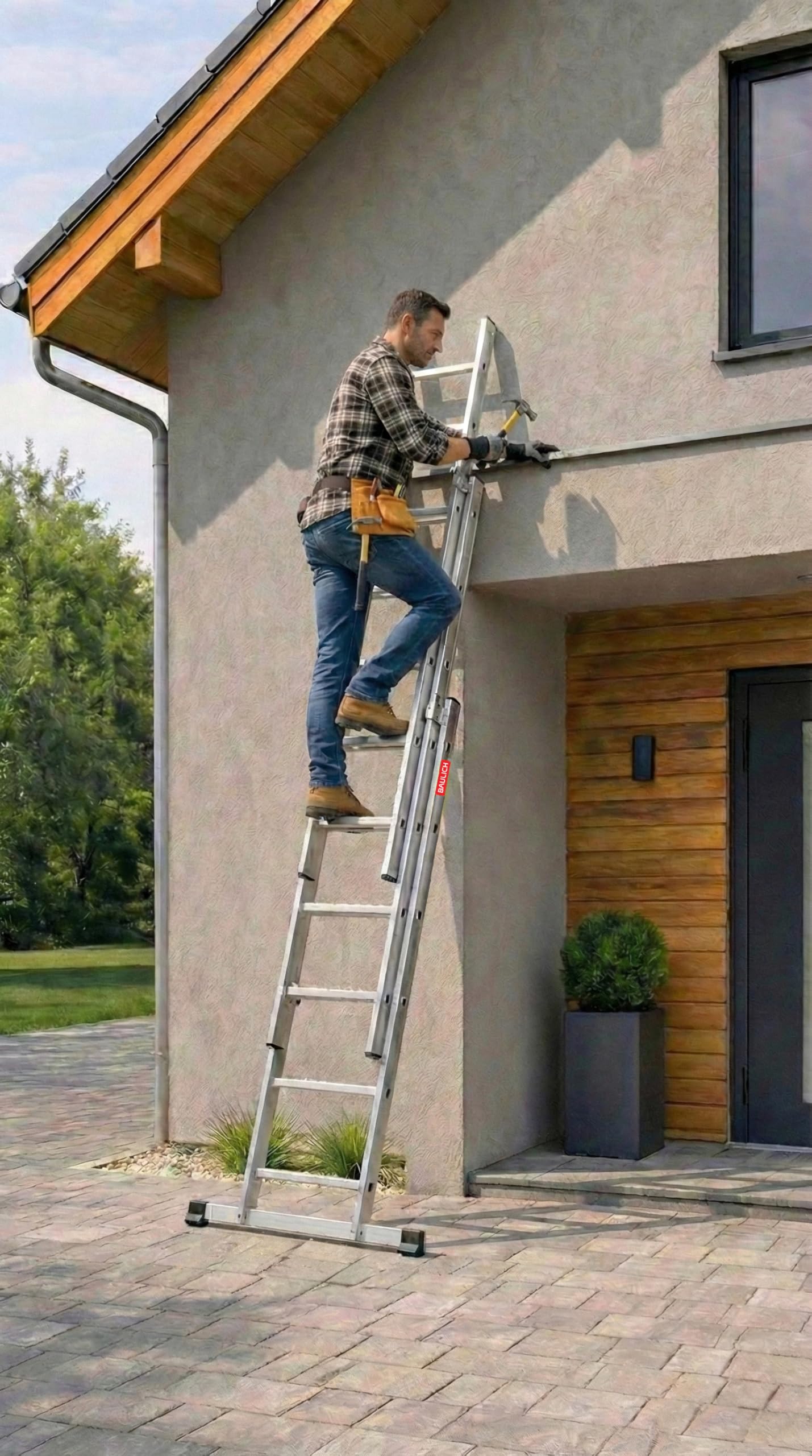 Échelle Multifonction 3en1 Télescopique en Aluminium Double - 3x6(marches) Polyvalente, Pliable, Jusqu'à 150kg, pour Les Travaux dans la Maison et Le Jardin, Légère 8 kg, Argent