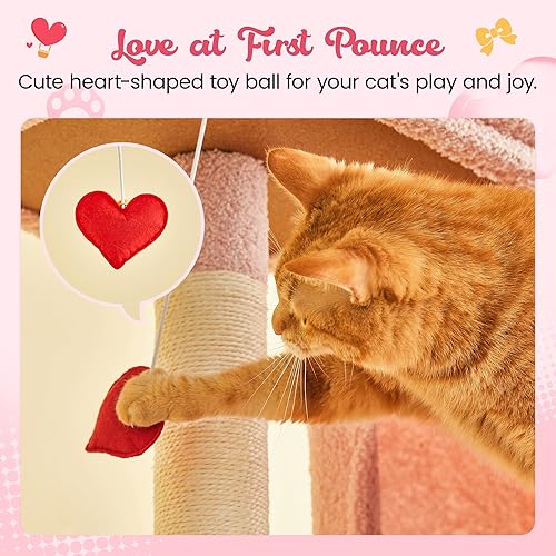 Miniatura 39 de MWPO Árbol de gato rosa de 63.8 pulgadas para gatos de interior, torre para gatos de varios niveles con postes rascadores cubiertos de sisal