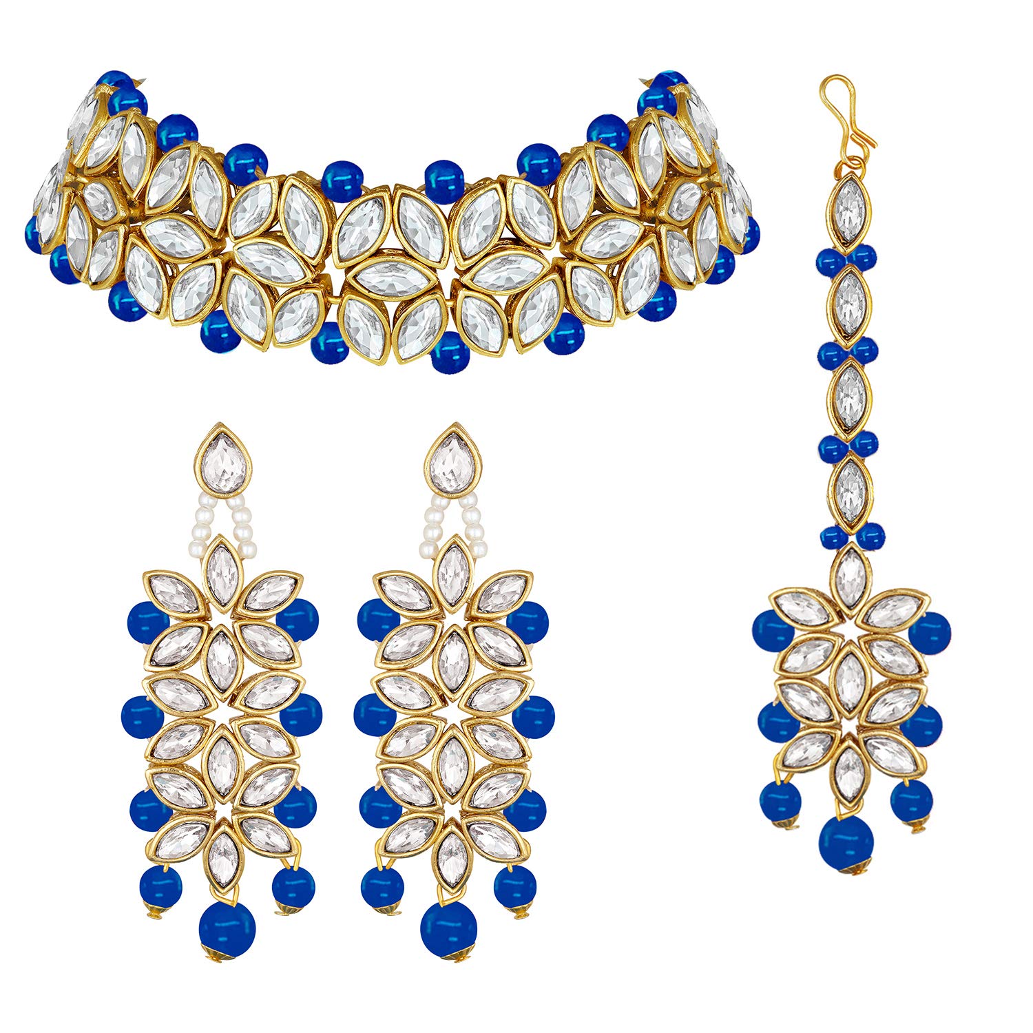 Peora Traditional Gold Plated Kundan Pearl Bridal Choker Necklace Jewellery Set with Earring Maang Tikka for Women Girls (B08M3V4V5V) Amazon Price History, Amazon Price Tracker