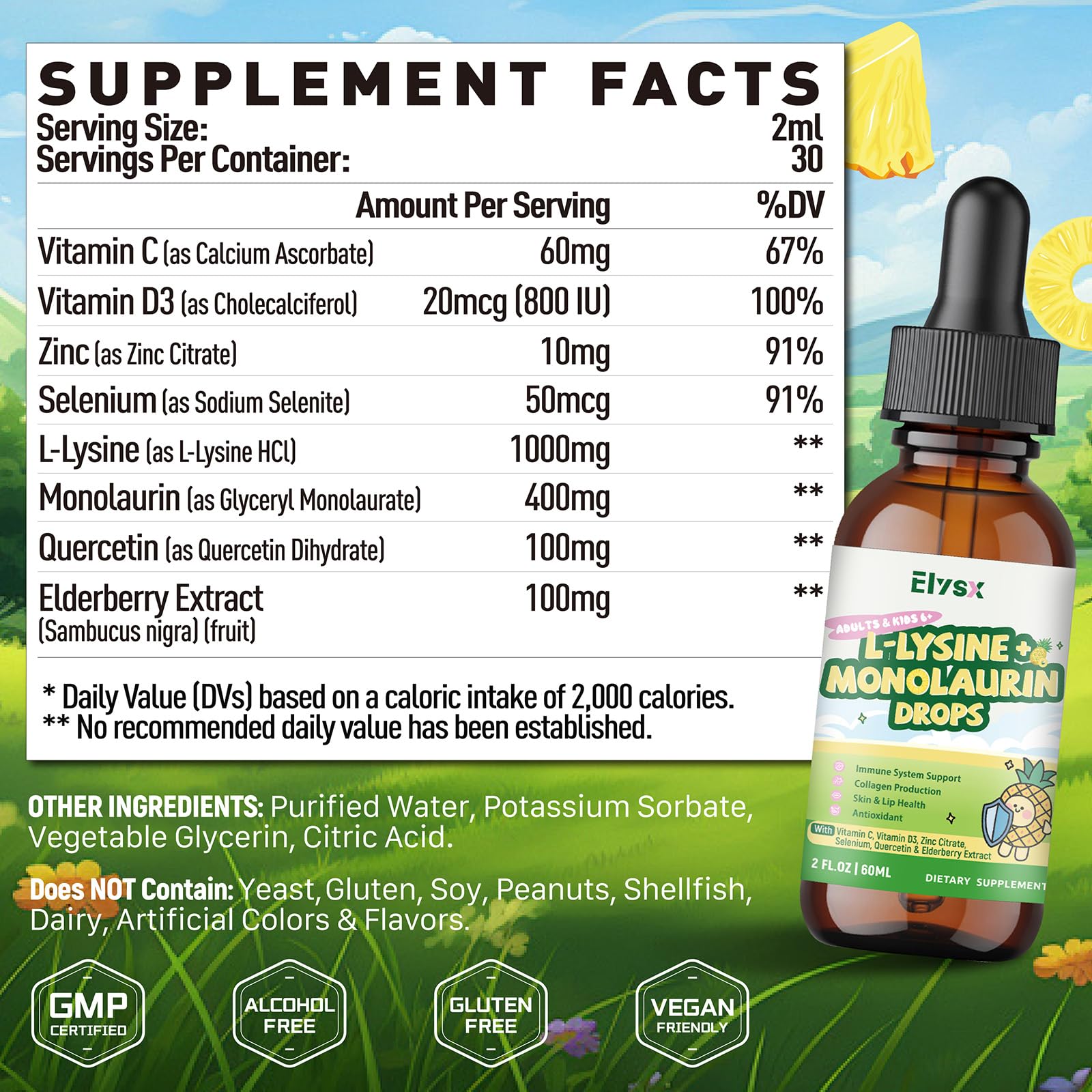 L-lysine Monolaurin Liquid Drops, 2 FL OZ — Amazon image 2