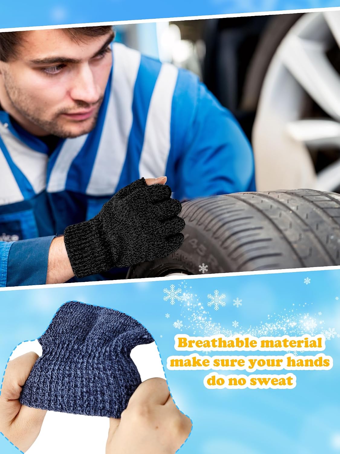 8 Pair Adult Fingerless Gloves Winter Half Finger Gloves Knit Finger Less Glove Warm Stretchy Glove for Men Women Teens (Color Set 2, One Size)