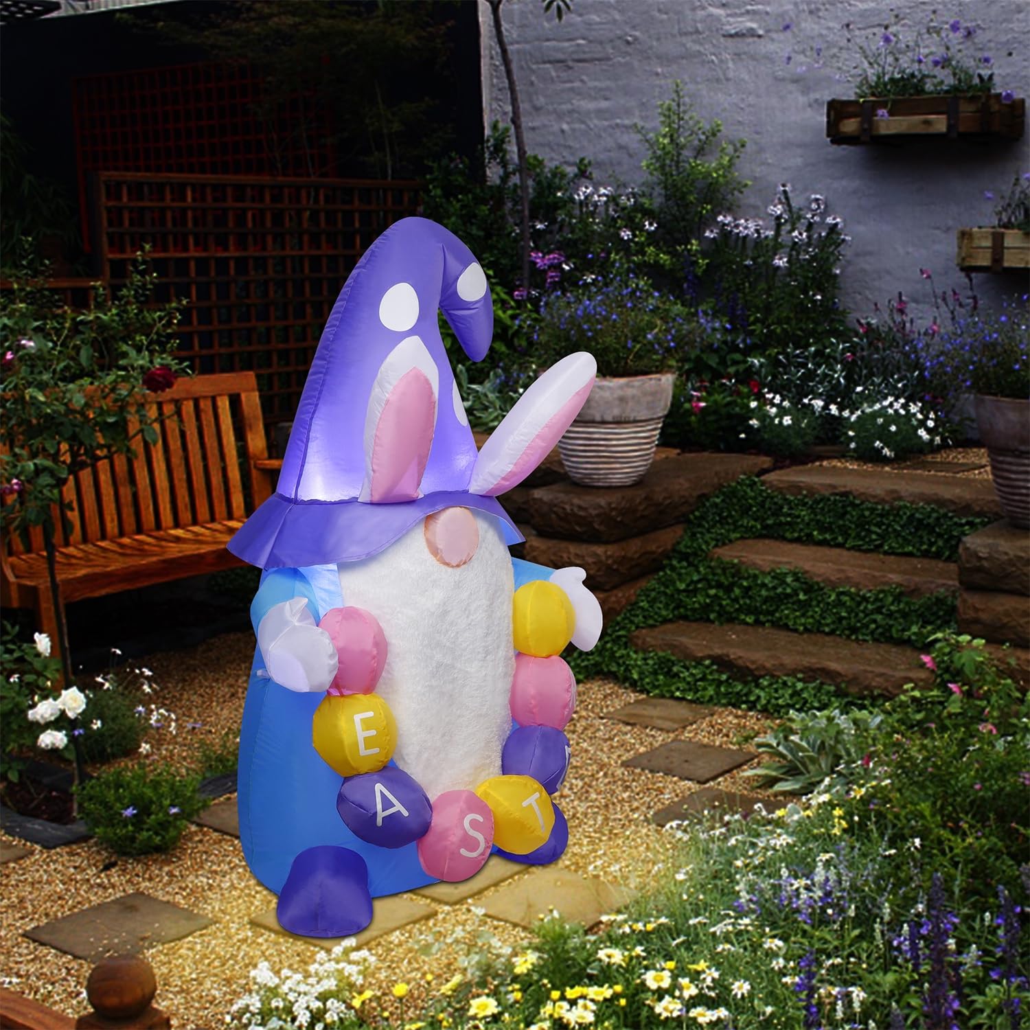 SEASONBLOW Huevos Inflables De Conejo De Pascua De 5 Pies Para Patio, Jardín, Césped, Interiores, Exteriores, Hogar, Vacaciones