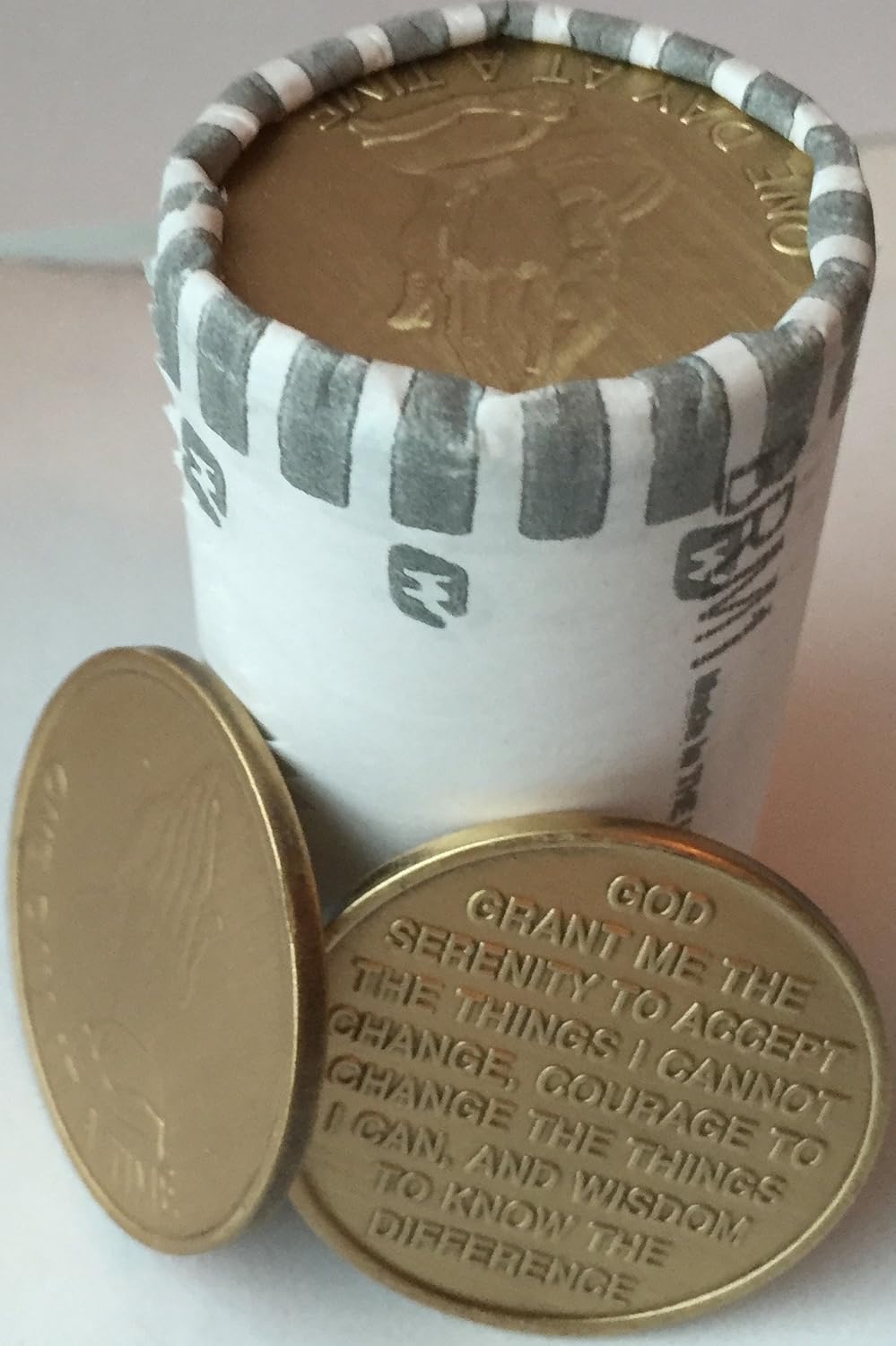 Bulk Lot of 25 Praying Hands One Day At A Time Bronze Medallions Serenity Prayer Chips