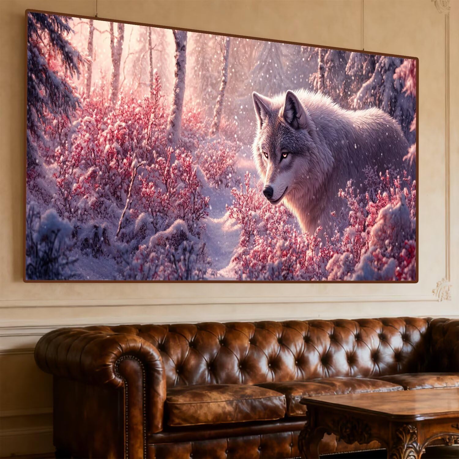 Obraz diamentowy wilk diamentowy pełny zestaw 190 x 80 cm diamentowe malowanie dziewczyna malować według numerów, DIY diamenty, kryształowa mozaika DIY malarstwo dla dorosłych, prezenty dekoracyjne