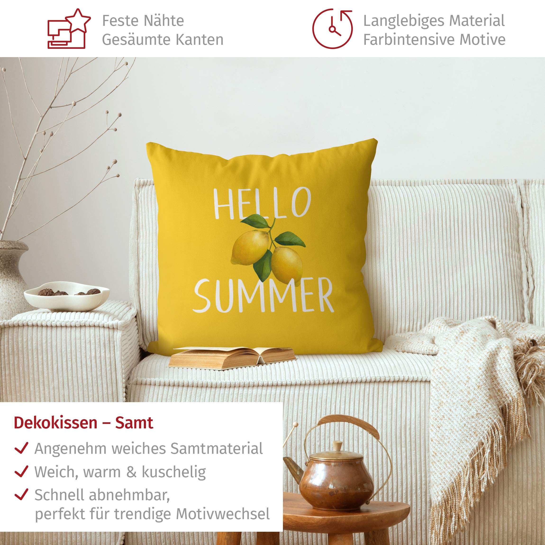 Deko Kissenhülle draußen/Outdoor waschbar Sprüche ohne Füllung Zierkissen - Made in Germany - Design Bezug gelb Sofakissen Unifarben Outdoor Sofa Bett 2093