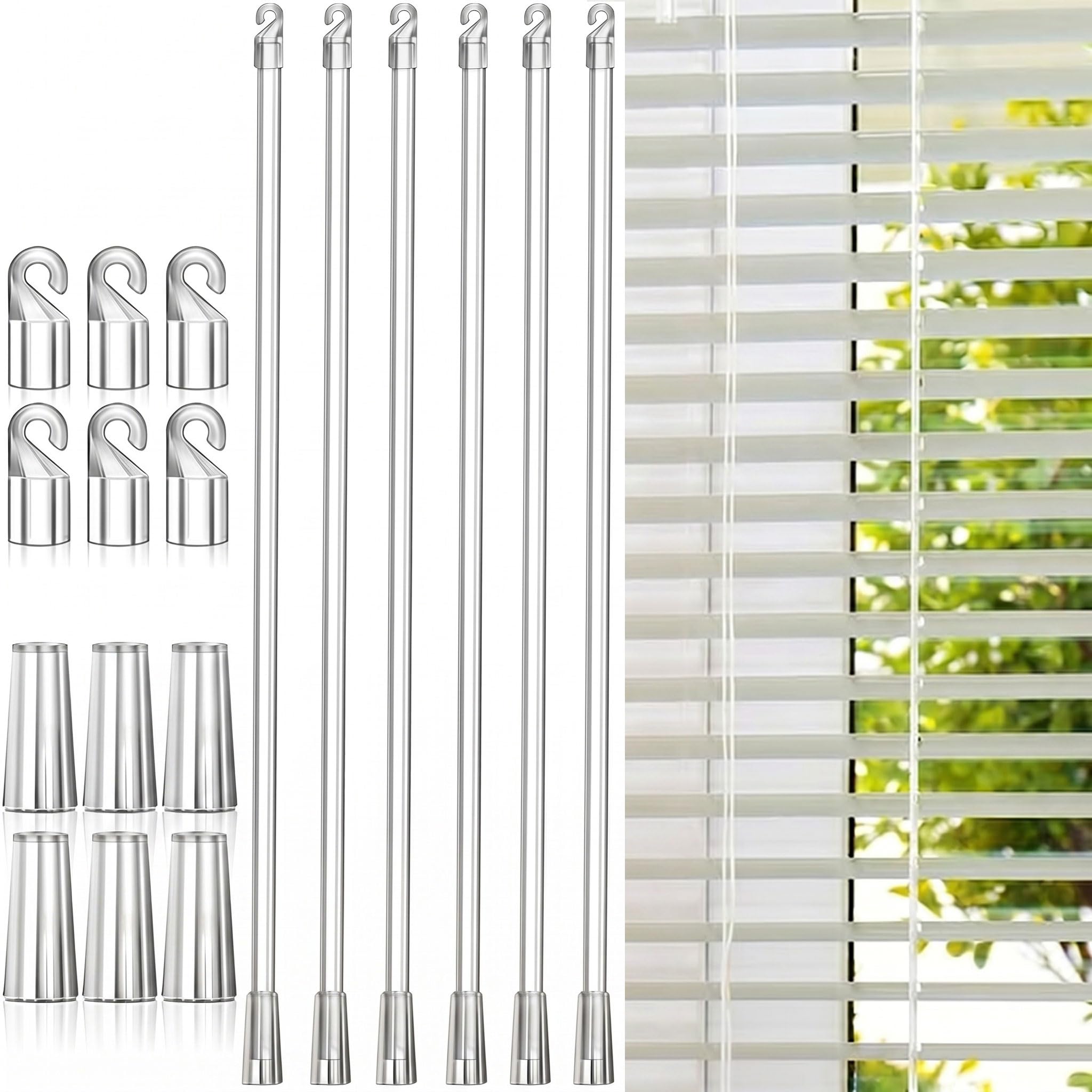 6Pcs Blinds Wand Replacement,Vertical Blinds Tilt Wand with Hooks Handles