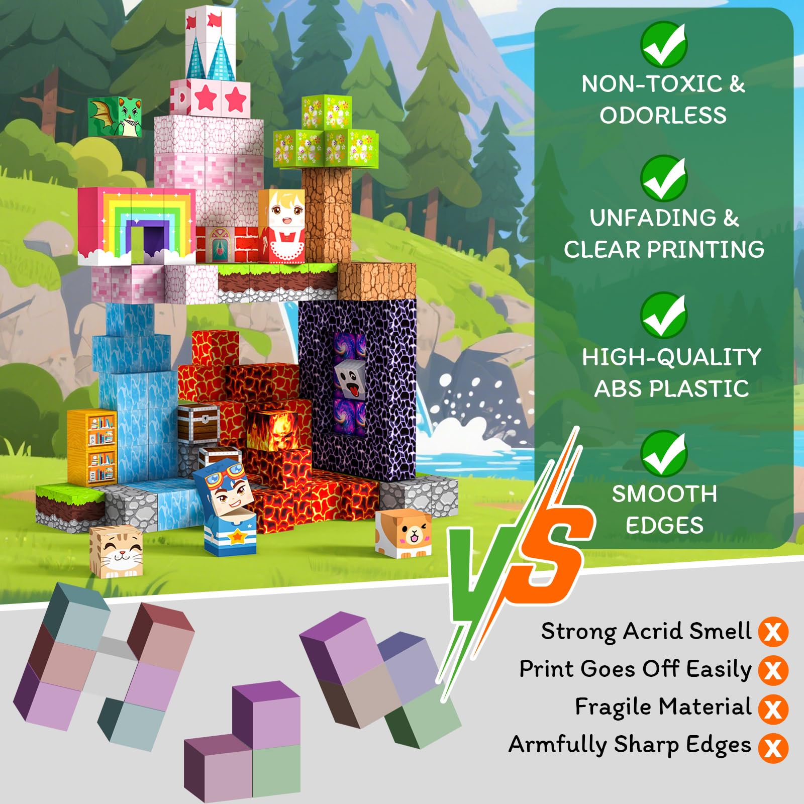 Crifeton Costruzioni Magnetiche per Bambini 150 PCS 2CM 3+ Giochi Cubi Magnetici Blocchi Magnetic Building Blocks Giocattoli Montessori a Partire da 3 4 5 6 7 8 9 10 11 12 Anni Regali di Compleanno