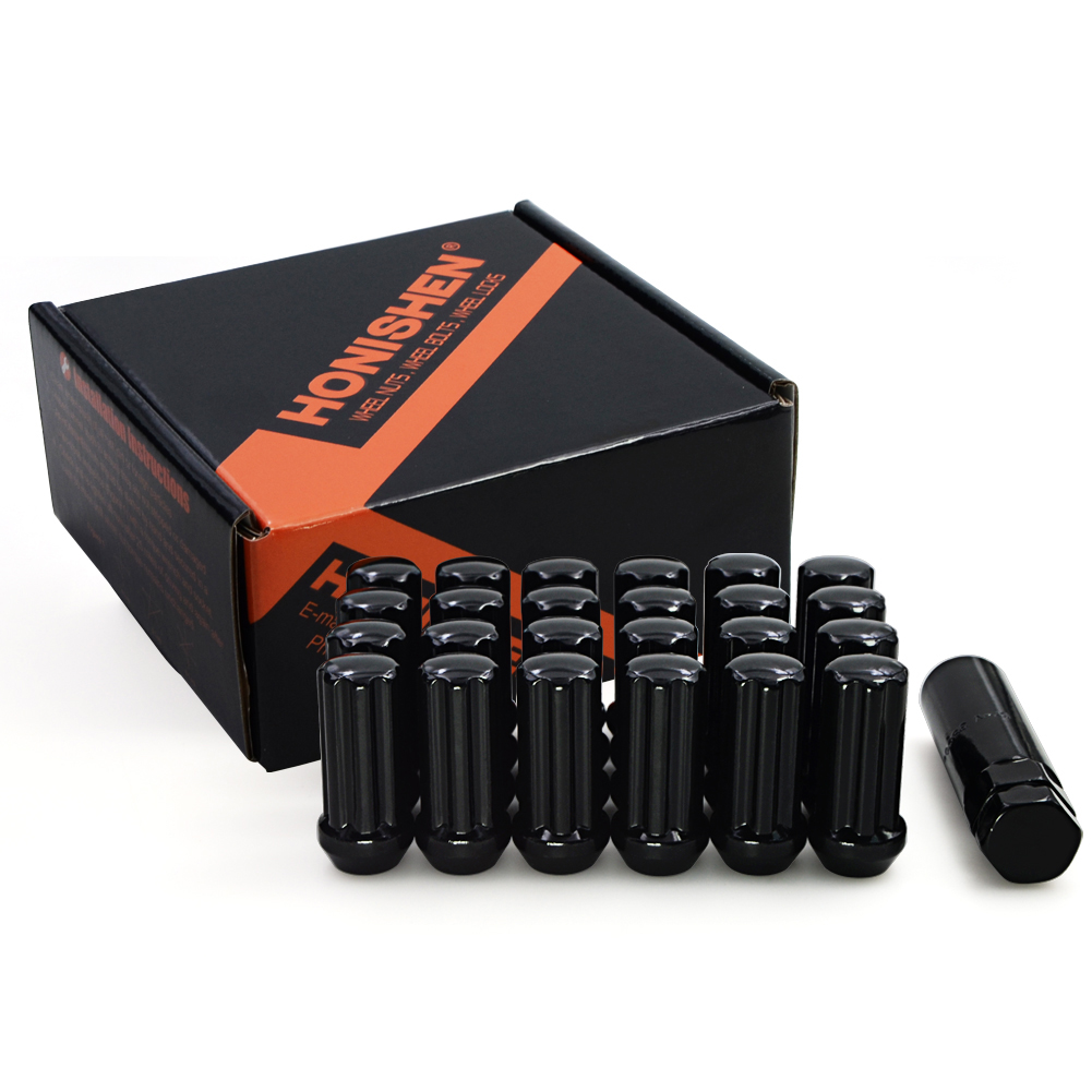 Image of 49351BKC-09-24PCS Black Chrome M14x1.50 Duplex Spline Lug Nut with Key, 24 Pack