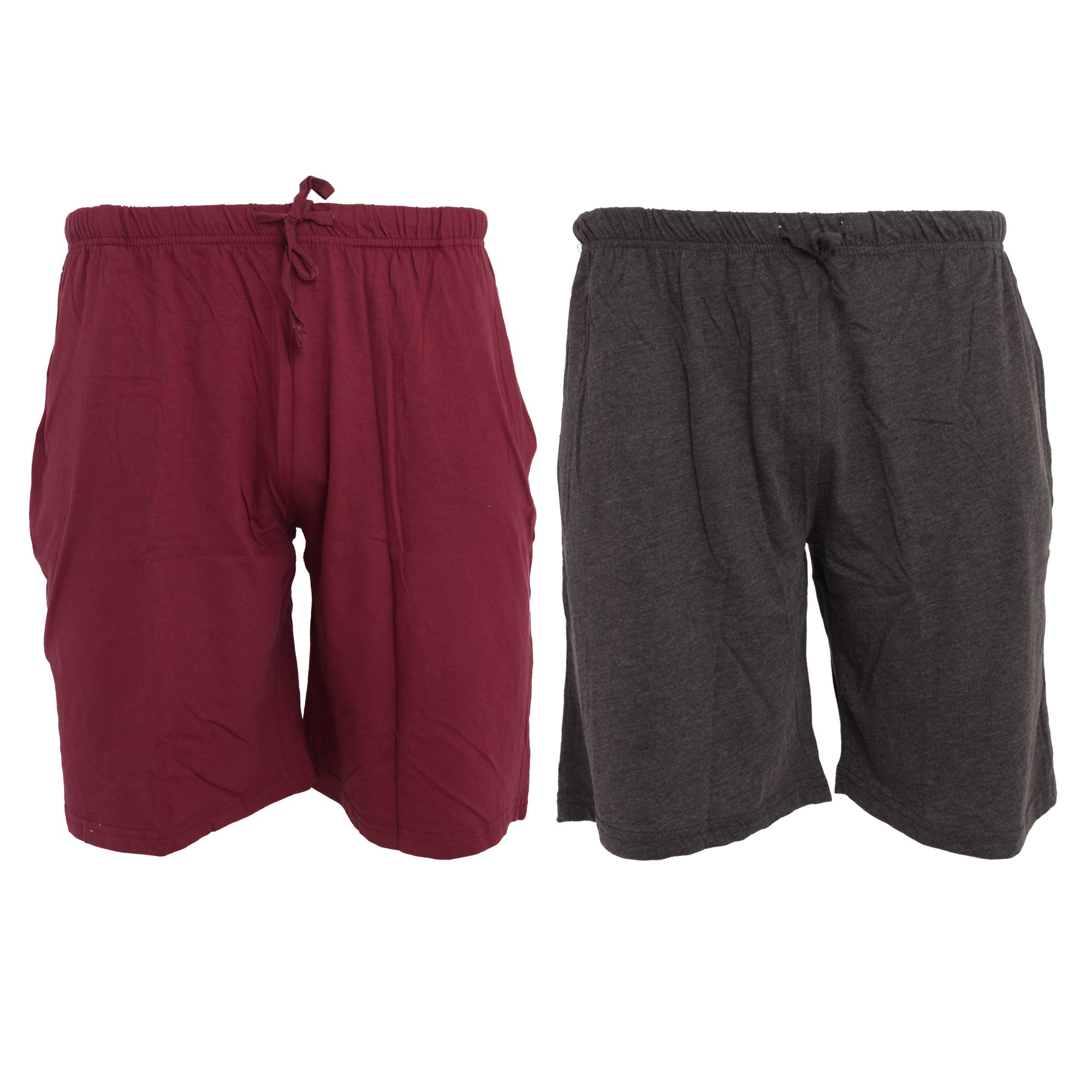 Tom Franks Men's Wine/Dark Grey Marl Jersey Lounge Shorts (2 Pack) (Medium) ()