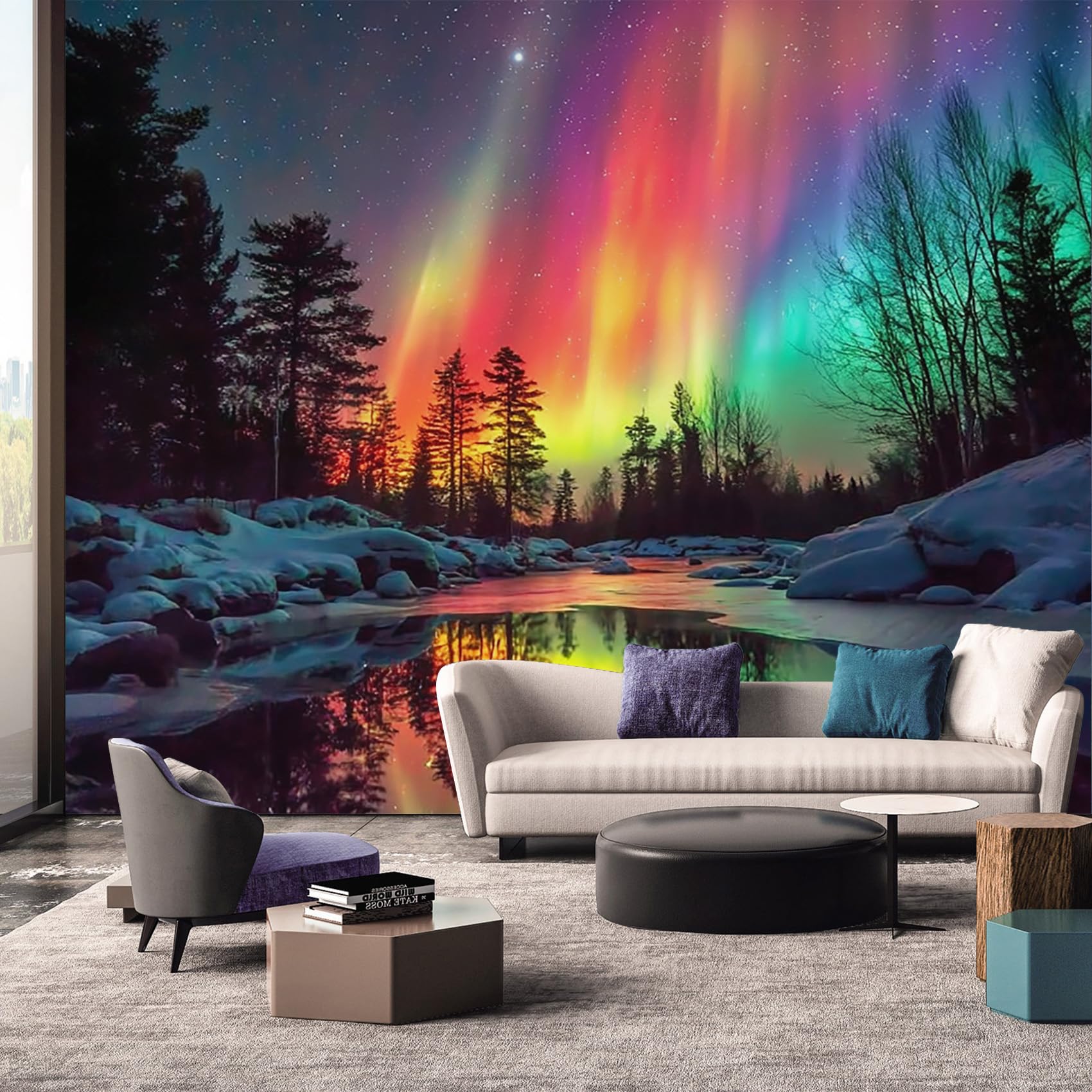 Aurora Borealis Wallpaper - Northern Lights Wall Mural - Wall Murals for Living Room Bedroom - Photo Wallpaper & Home Decor Art - 130 x 80 cm A-4918
