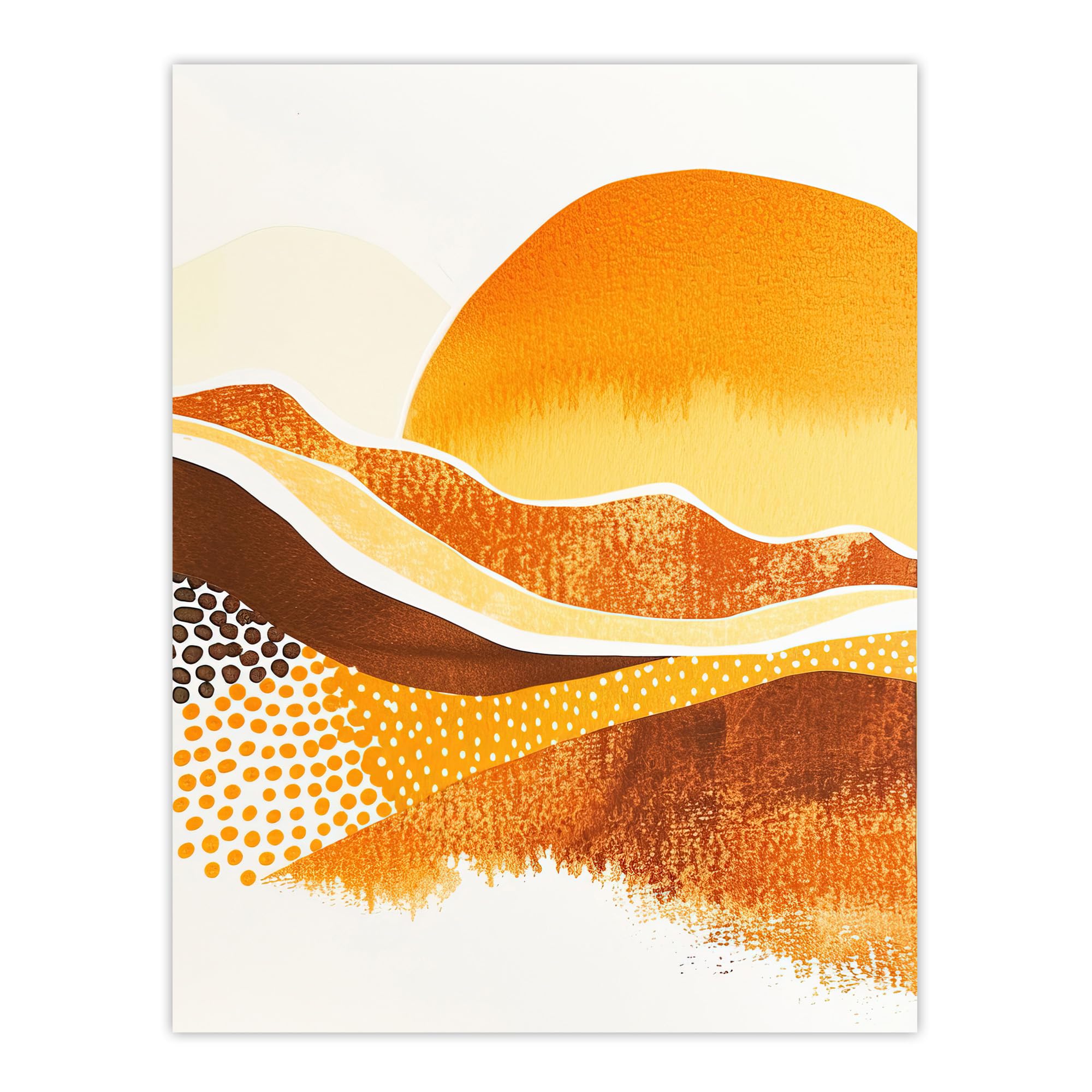 Artery8 Abstract Mountains Sunset Amber Orange Landscape Living Room Large Wall Art Poster Print Thick Paper 18X24 Inch