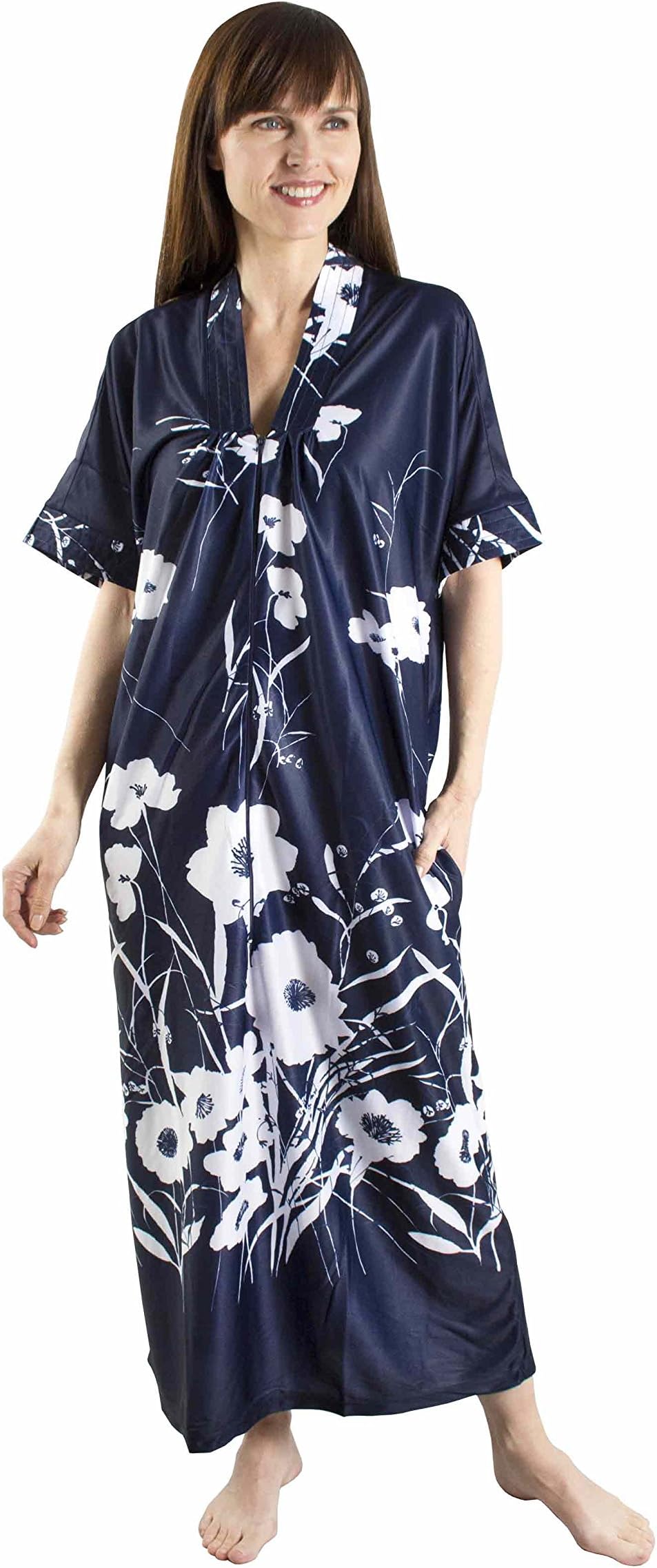 Flowing Dark Blue Kaftan With Long Front Zip - Sizes 8 - 36 (30)