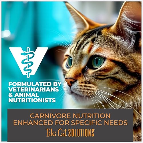 Miniatura 9 de Tiki Cat Solutions Mobility Mousse, receta de pollo y atún en caldo, formulada para apoyar articulaciones saludables, alimento húmedo funcional para