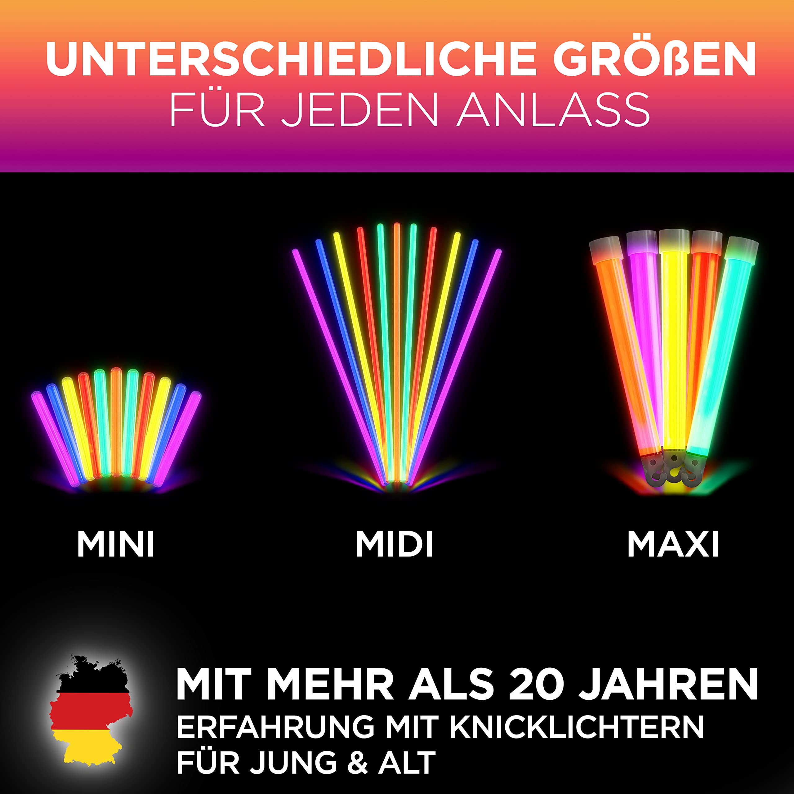 MolinoRC 50x Set de bracelets fluorescents lumineux 6 Couleurs Enfants Accessoires de fête avec connecteurs