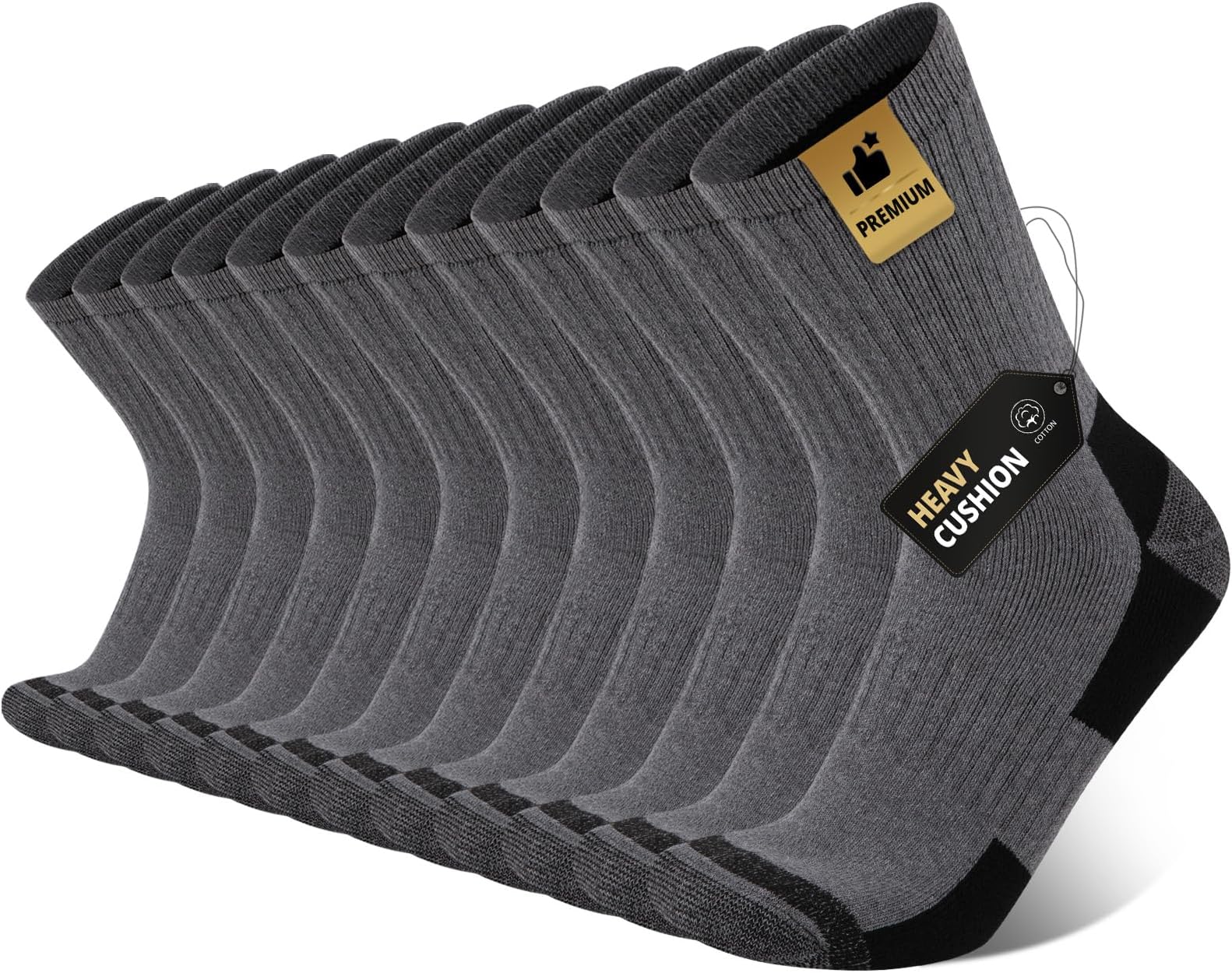 Men's Cotton Cushion Crew Socks Athletic Running Moisture Wicking Thick Heavy Duty Work Boot Socks(6 Pairs)