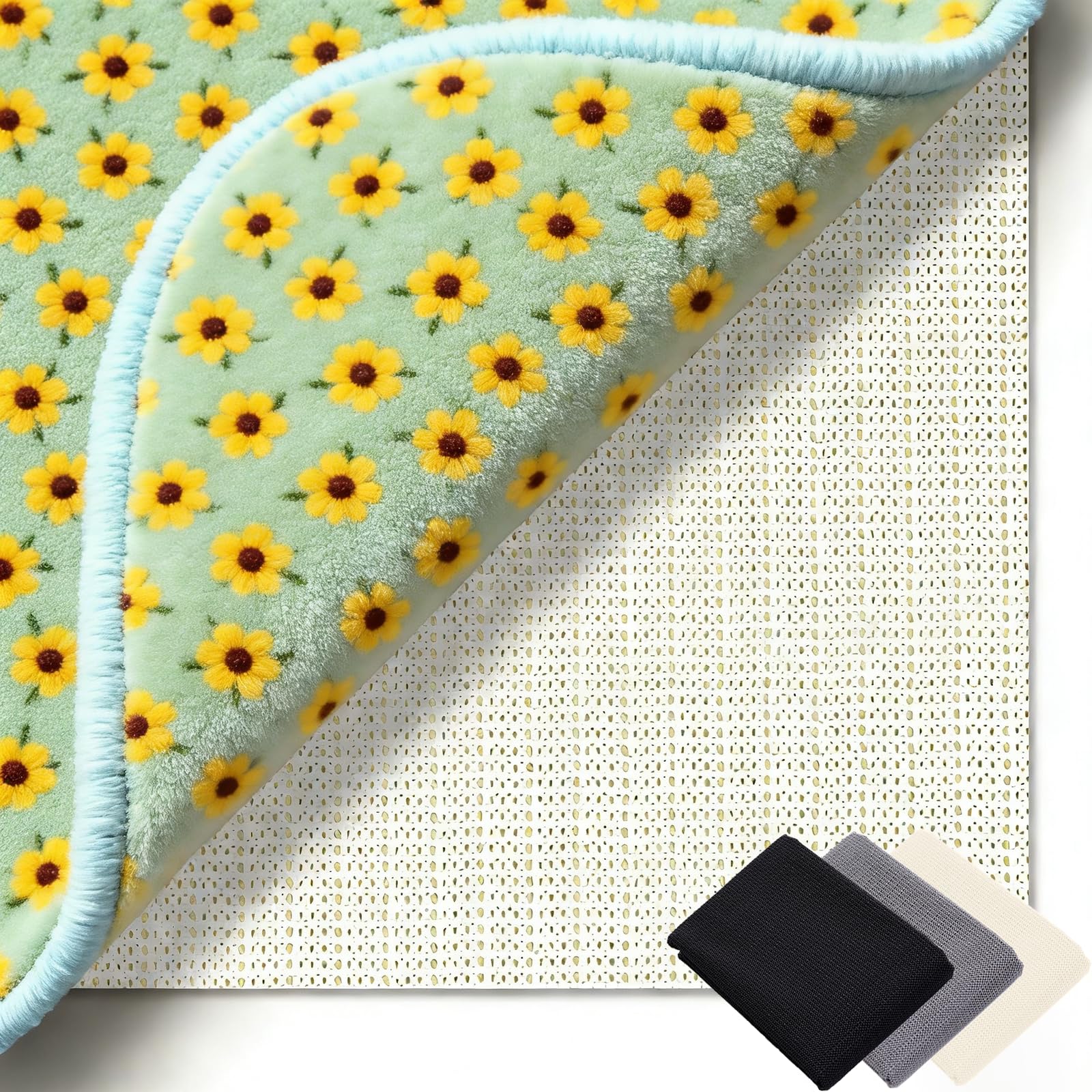 Antirutschmatte für Teppich 205 x 300 cm Waschbare, Wiederverwendbare, Hält Ecken Flach, Zuschneidbar, Rutschmatte Teppichstopper Universell Einsetzbar für Alle Böden, Weiß
