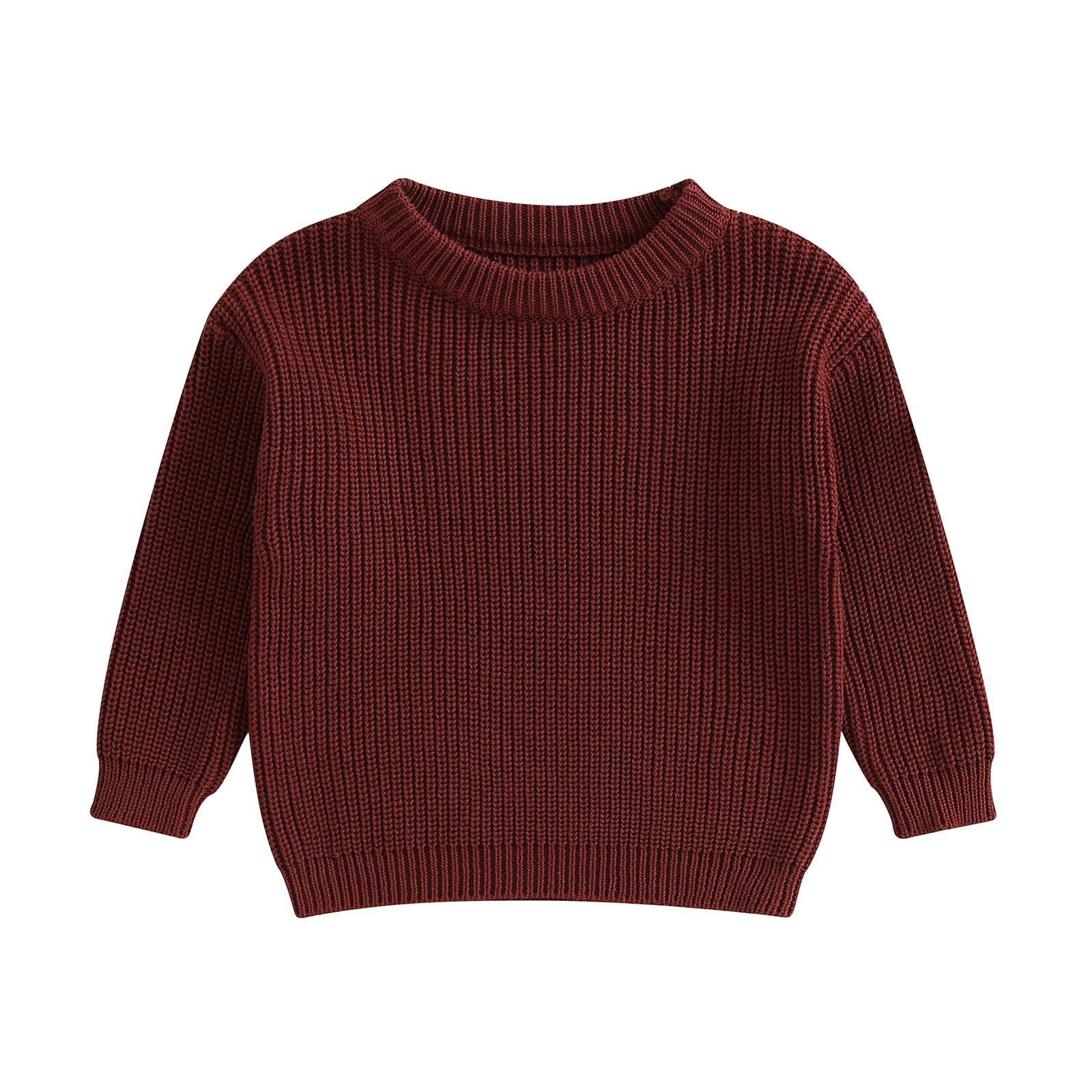 Geagodelia Toddler Baby Boy Girl Warm Sweater Long Sleeve Crew Neck Solid Color Knitted Pullovers Tops Knit Jumpers Sweatshirt Chunky Knitwear Fall Winter Clothes Outfits — view 14