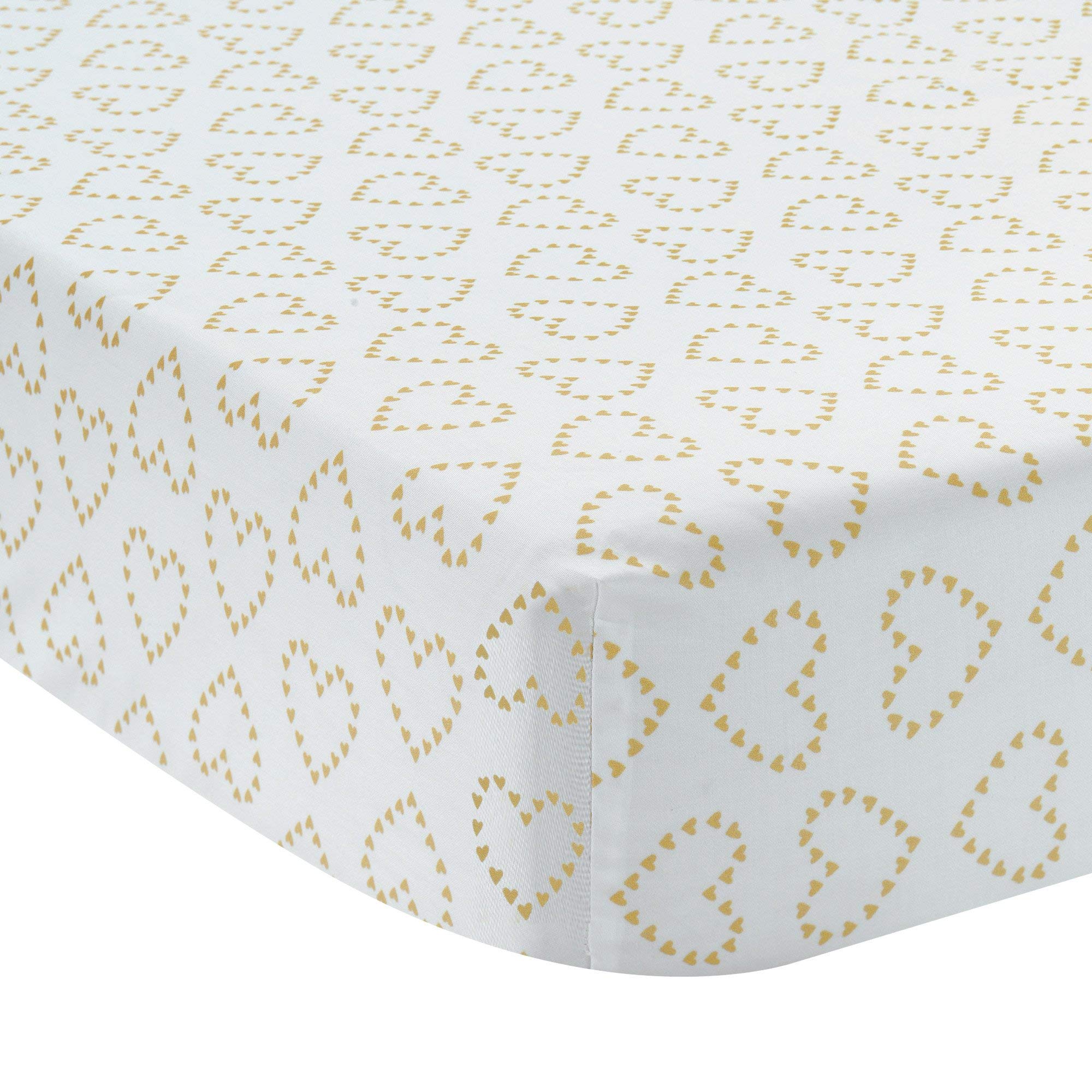 Lambs & Ivy Confetti Fitted Crib Sheet, Pink/Gold Heart