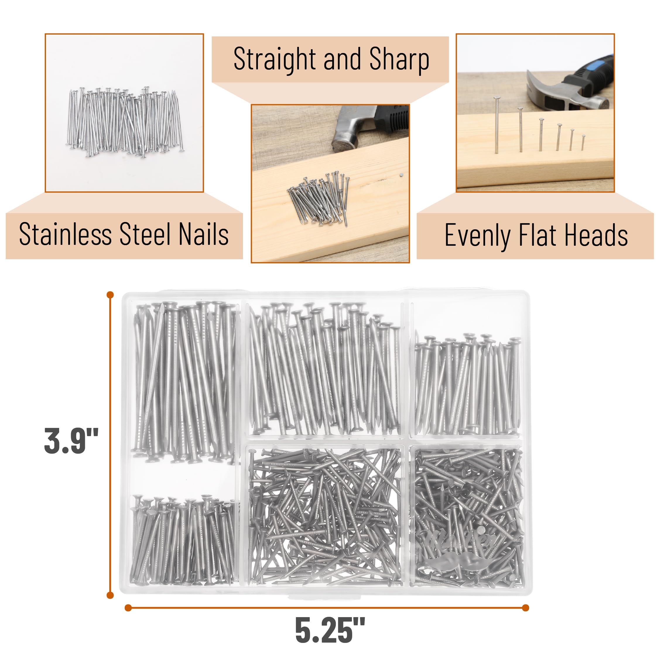 Mr. Pen- Nail Assortment Kit, 600 pcs, 6 Sizes, Stainless Steel — Amazon image 3