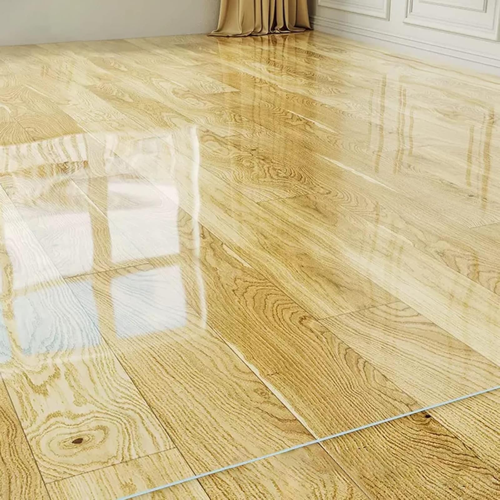JNTFNE Heavy Duty Floor Runner for Hardwood Floors – Commercial Clear Vinyl Plastic Rug Cover Restaurant, Dining Room, Hallway & Desk Furniture Protection(3 x 8 FT/91 244CM)